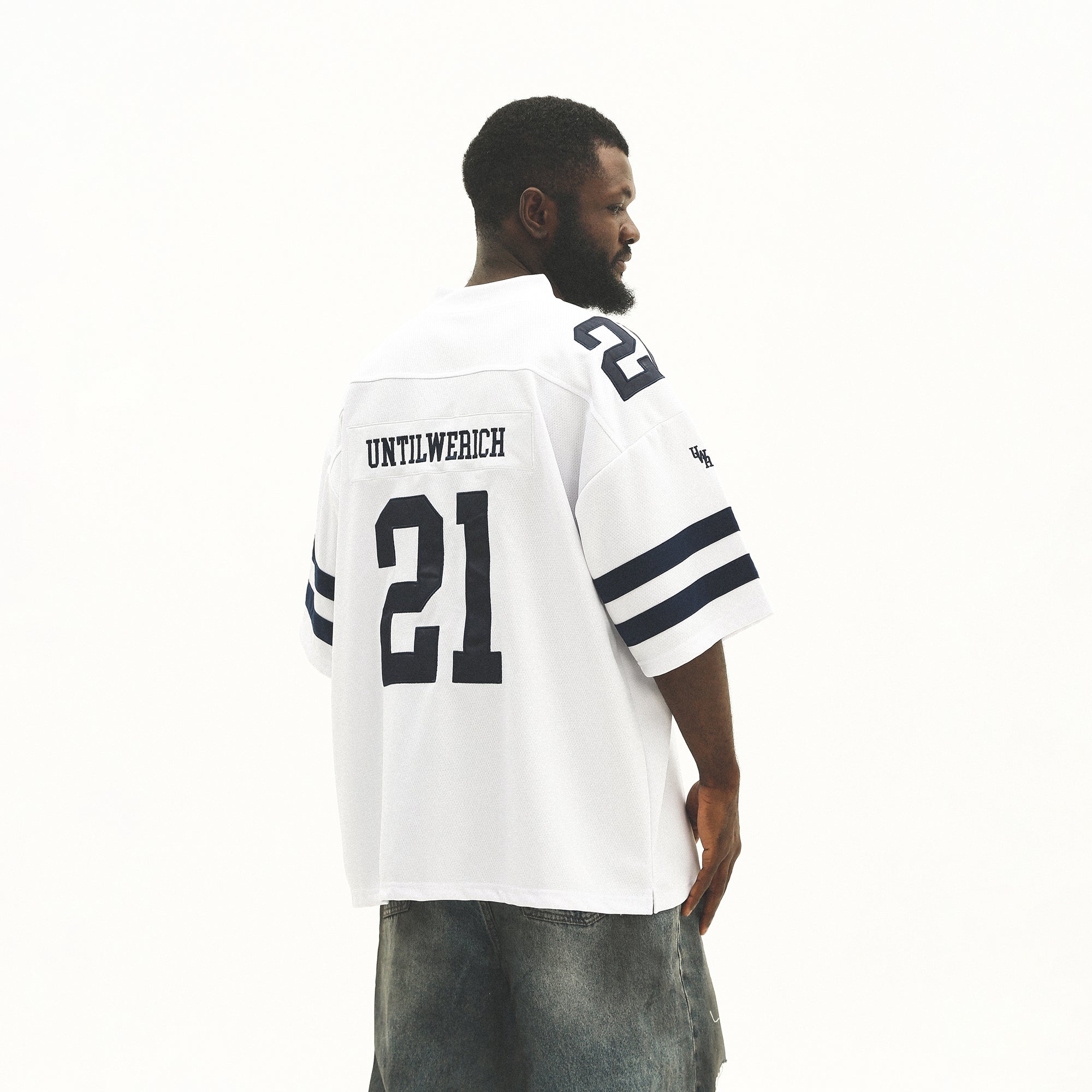 UNTILWERICH V-Neck Striped Hockey Short-Sleeve Jersey