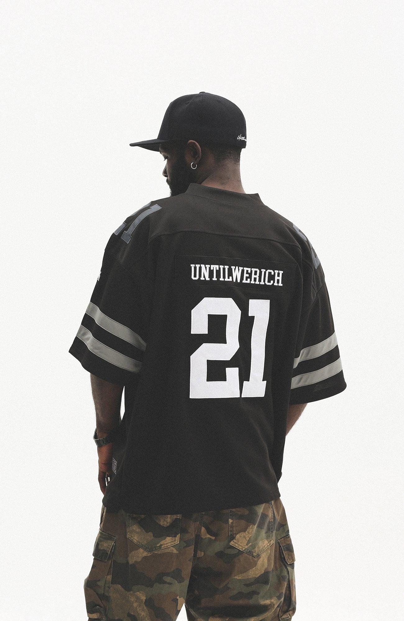 UNTILWERICH V-Neck Striped Hockey Short-Sleeve Jersey