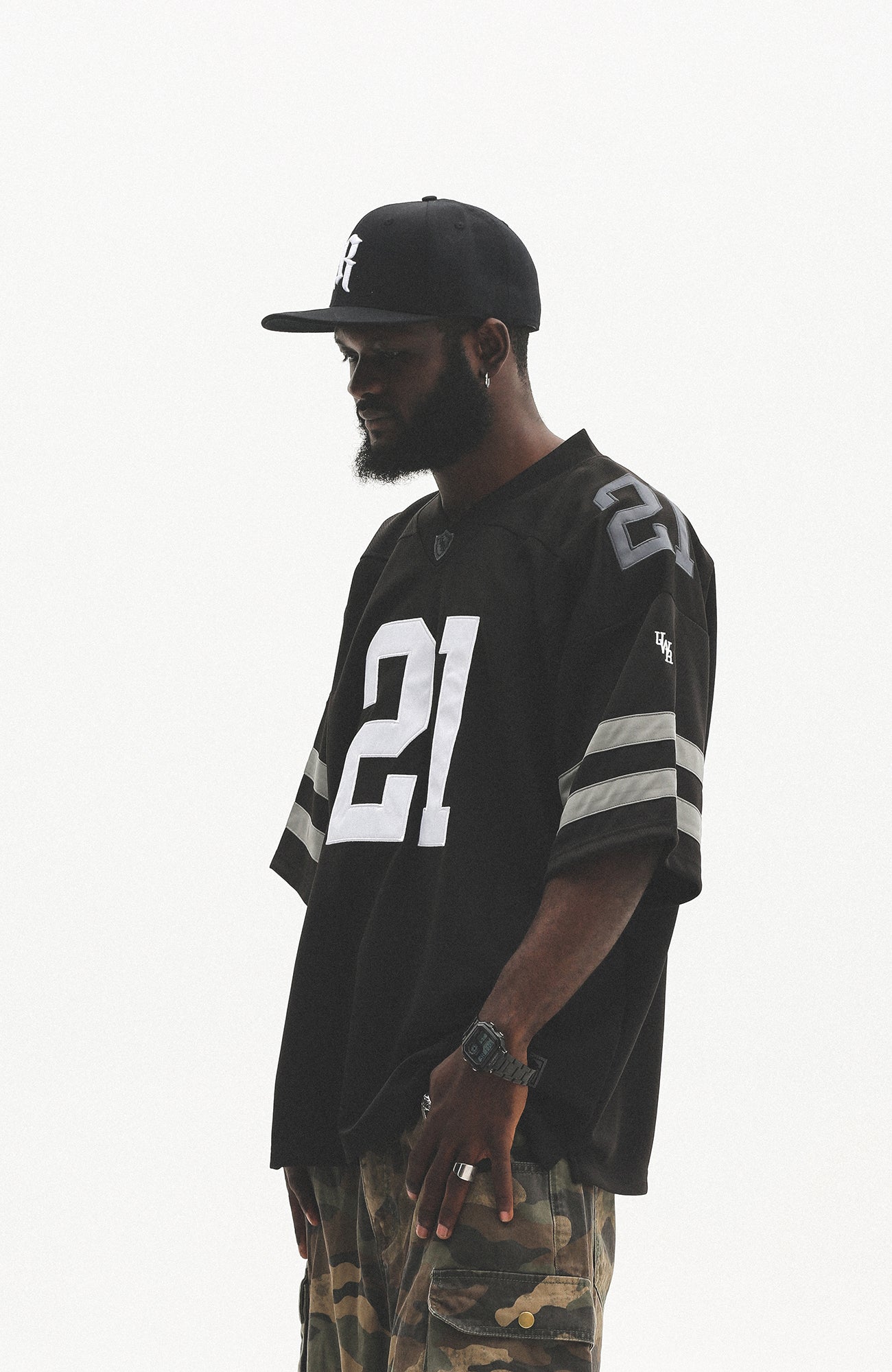UNTILWERICH V-Neck Striped Hockey Short-Sleeve Jersey