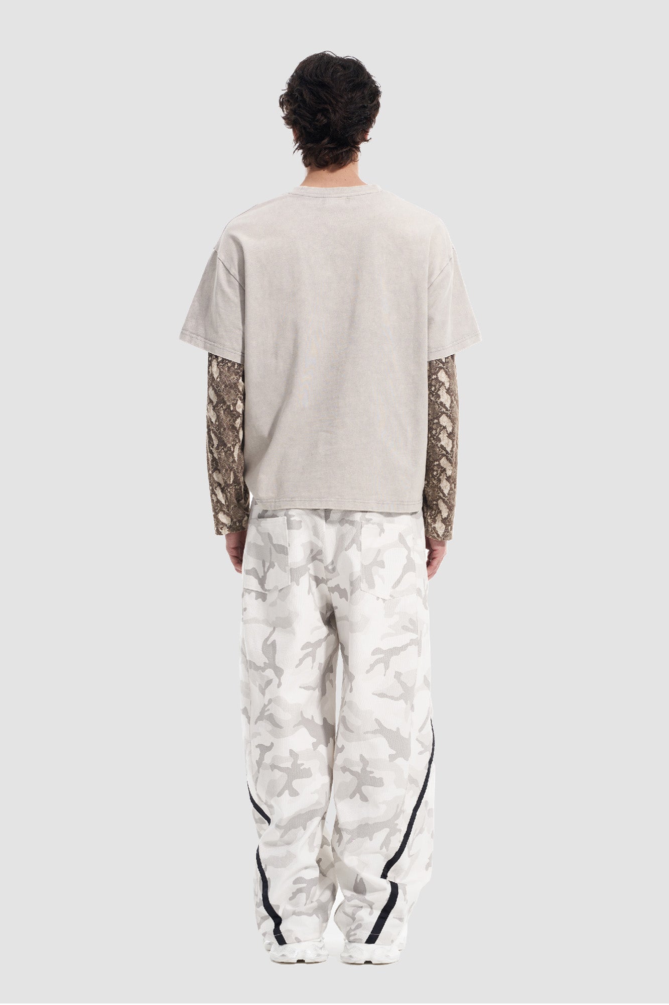 VANN VALRENCE Camo Double-Waist Wide-Leg Pants