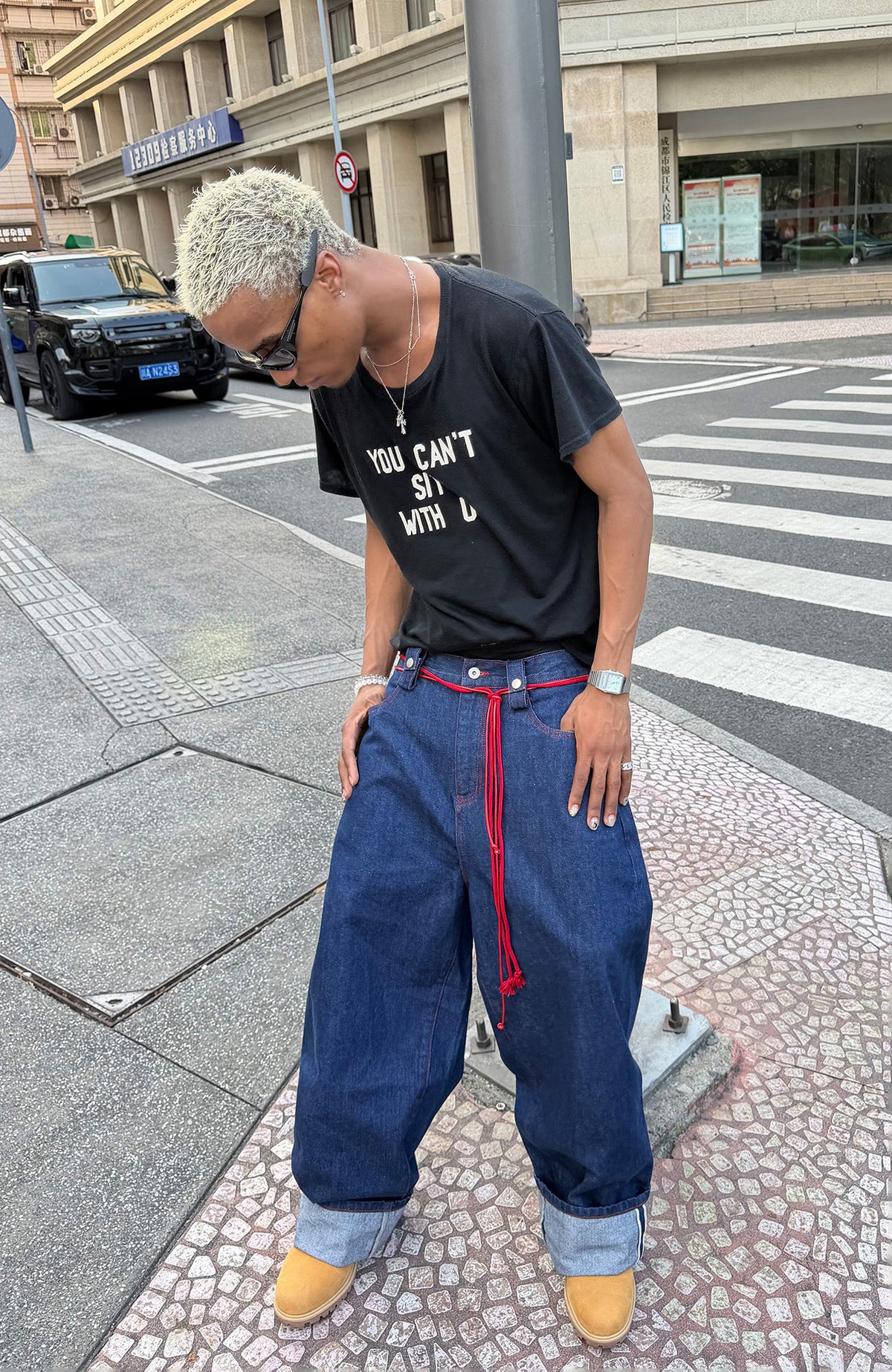 STEEPC Red Selvedge Straight-Leg Jeans