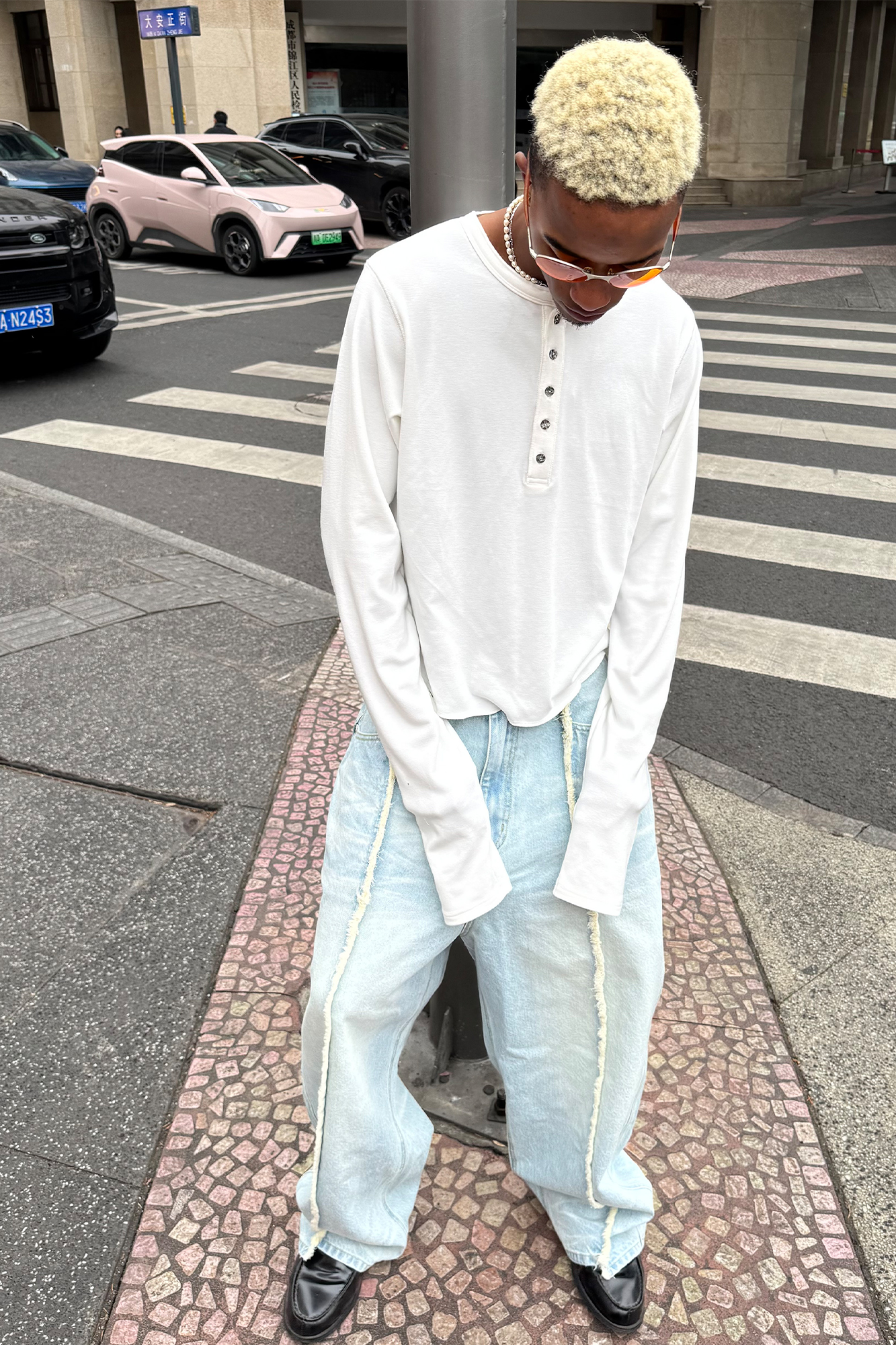STEEPC Washed Frayed Seam Baggy Jeans, premium urban and streetwear designers apparel on PROJECTISR.com, STEEPC