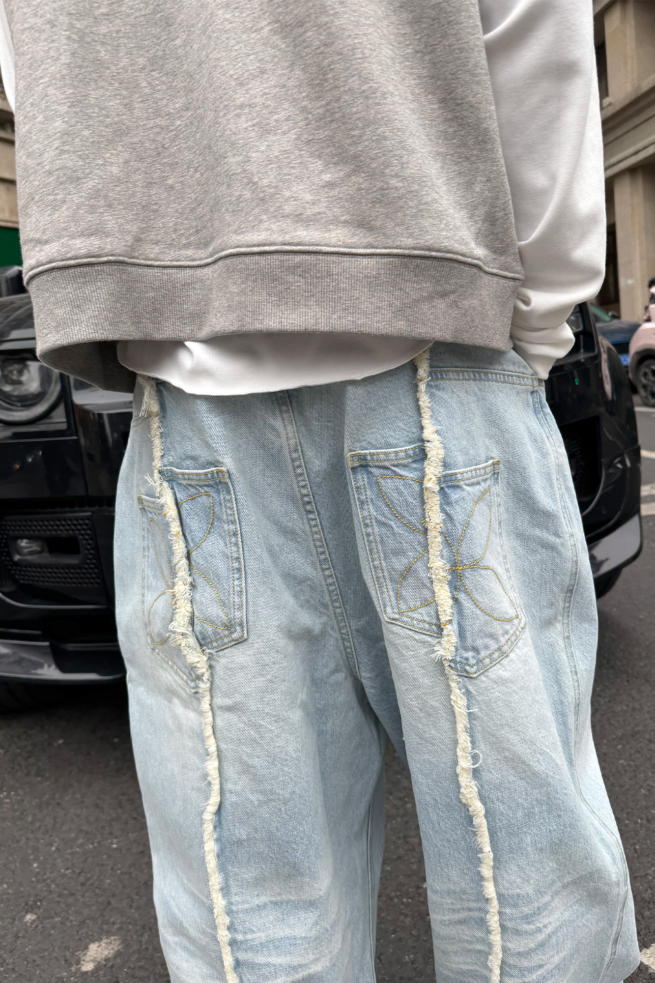 STEEPC Washed Frayed Seam Baggy Jeans, premium urban and streetwear designers apparel on PROJECTISR.com, STEEPC