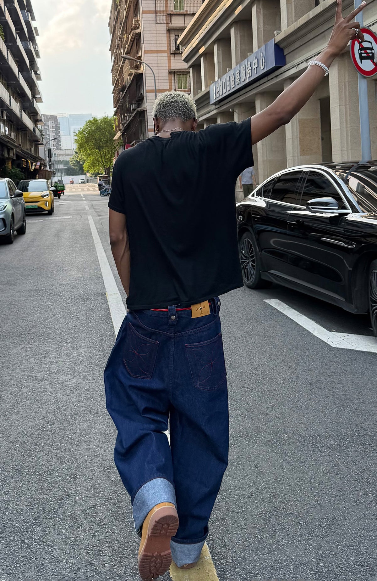 STEEPC Red Selvedge Straight-Leg Jeans