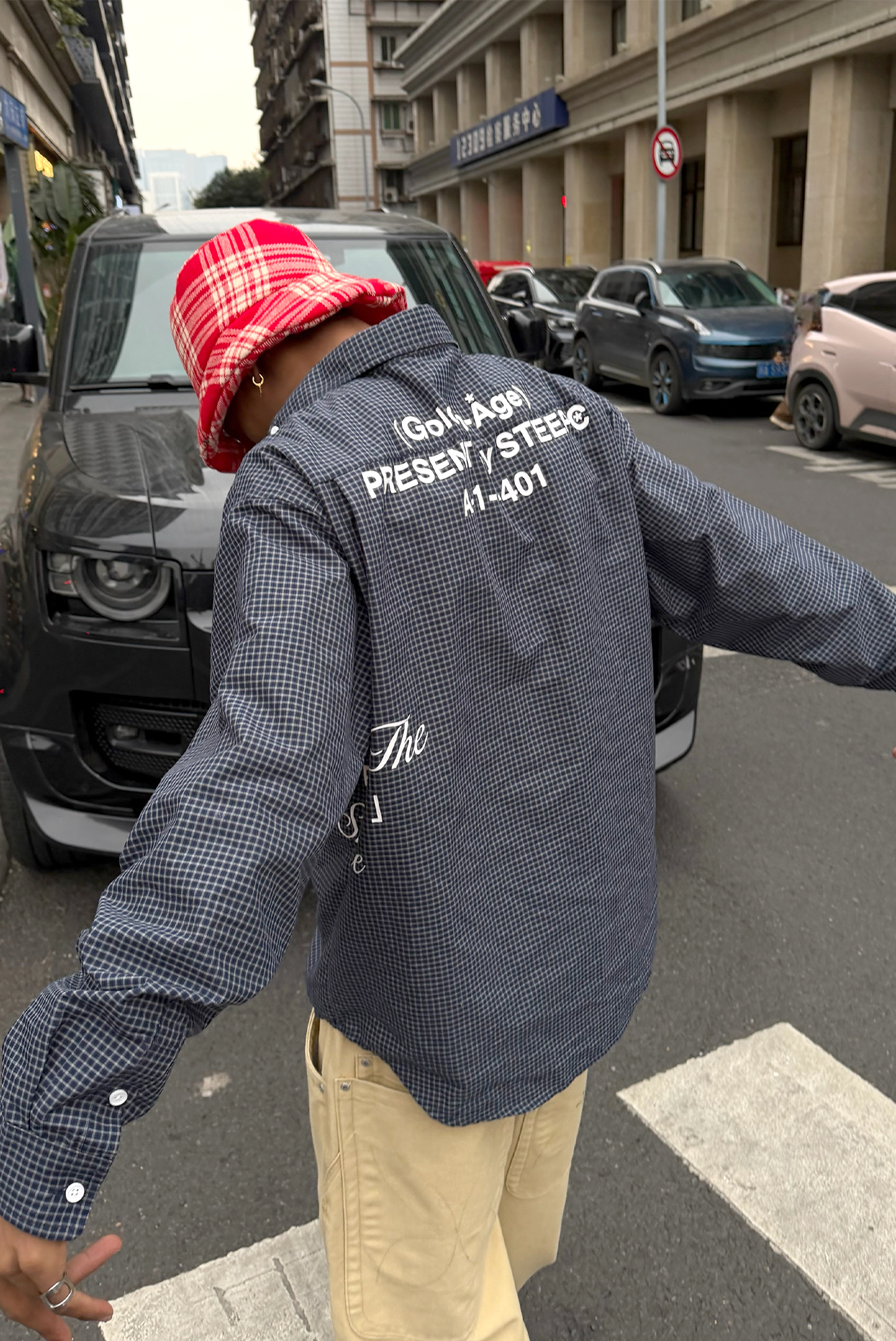 STEEPC Slogan Graphic Check Overshirt, premium urban and streetwear designers apparel on PROJECTISR.com, STEEPC