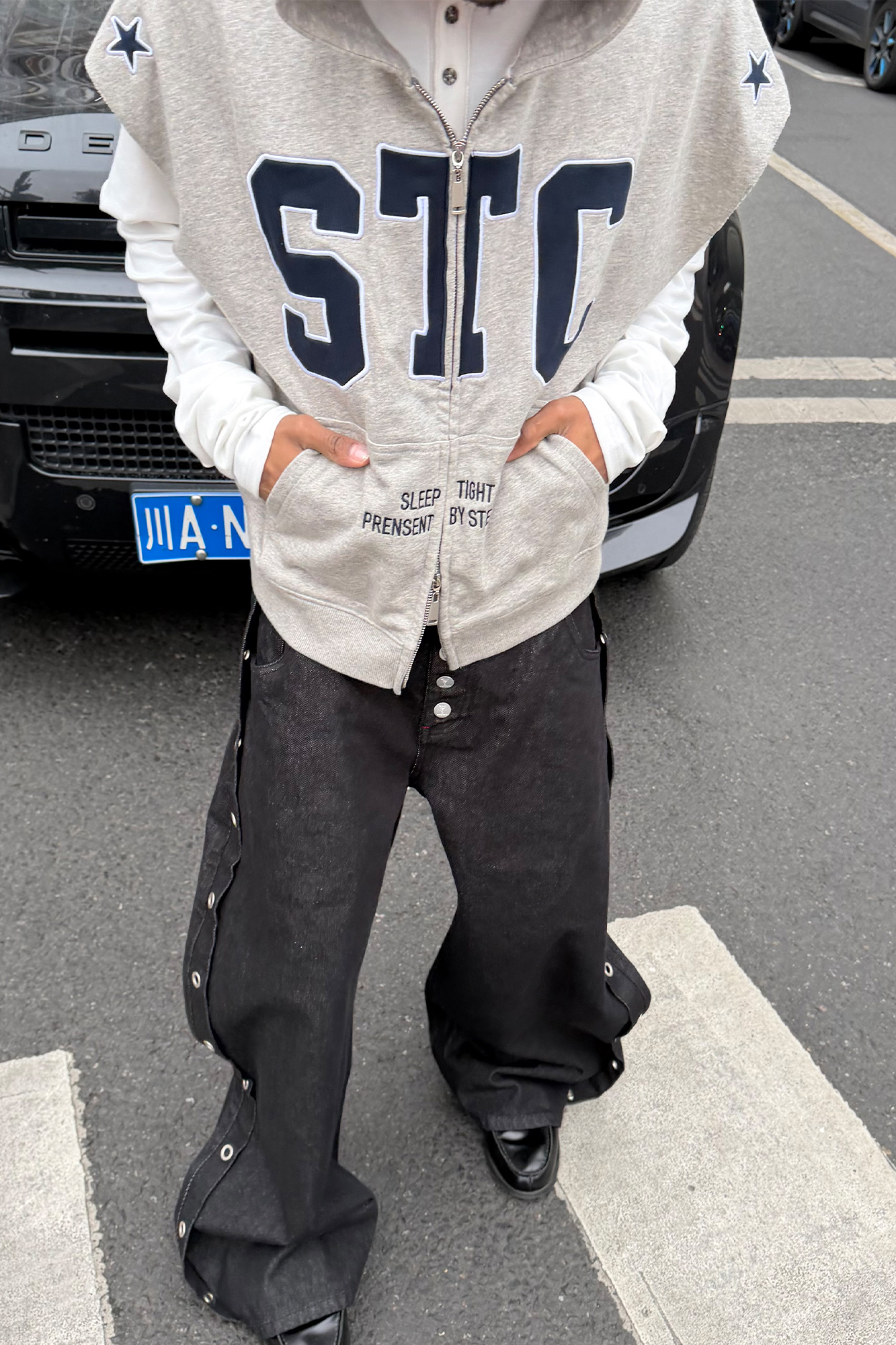 STEEPC Grommet Snap-Fly Flared Raw Jeans, premium urban and streetwear designers apparel on PROJECTISR.com, STEEPC