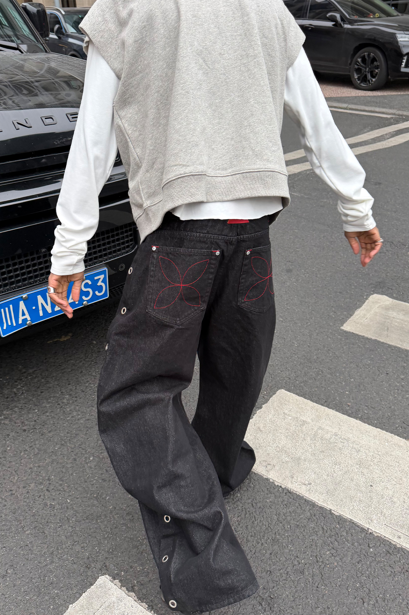 STEEPC Grommet Snap-Fly Flared Raw Jeans, premium urban and streetwear designers apparel on PROJECTISR.com, STEEPC