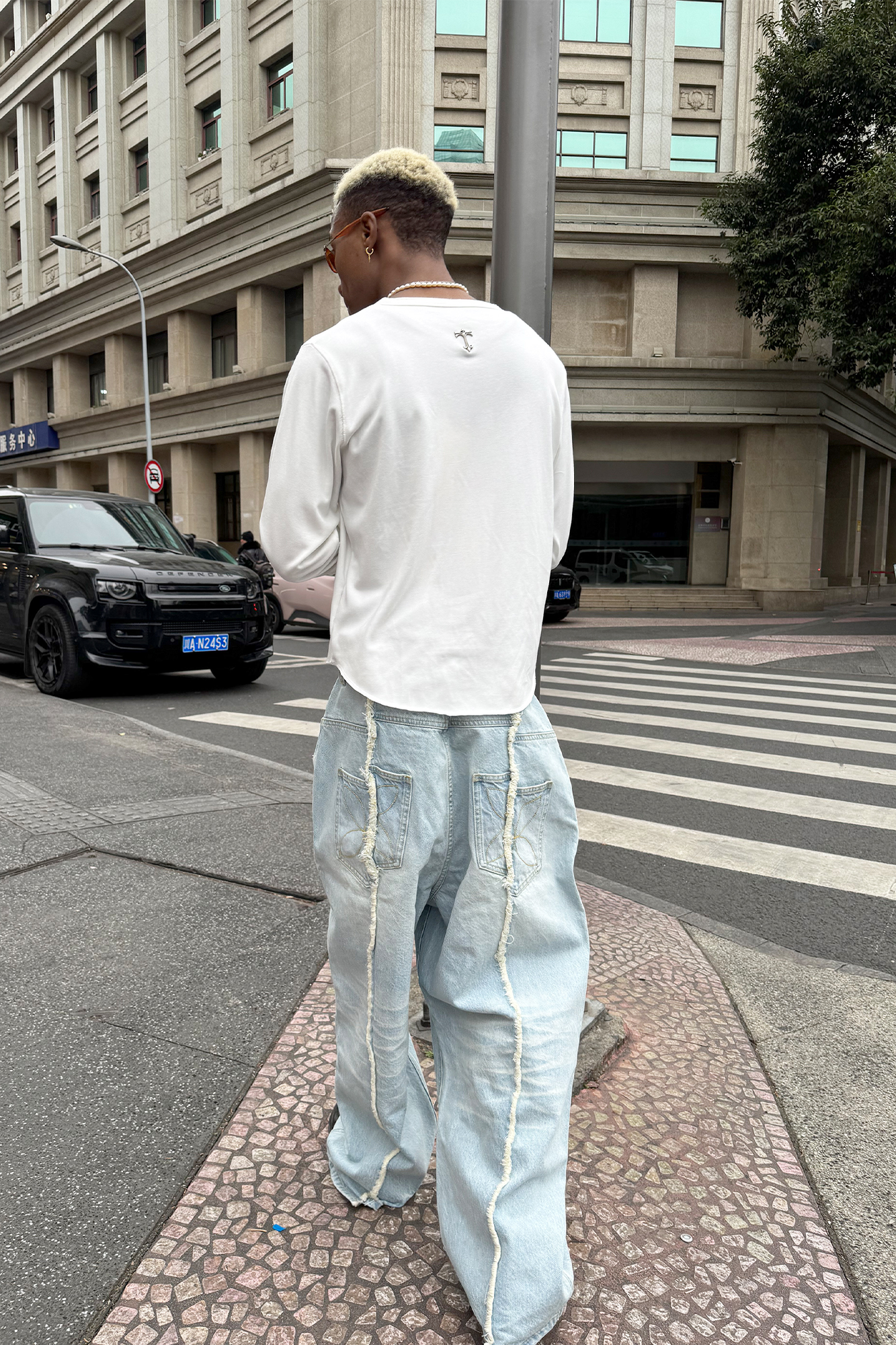STEEPC Washed Frayed Seam Baggy Jeans, premium urban and streetwear designers apparel on PROJECTISR.com, STEEPC