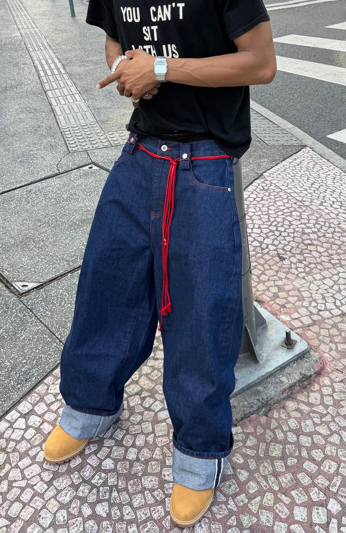 STEEPC Red Selvedge Straight-Leg Jeans