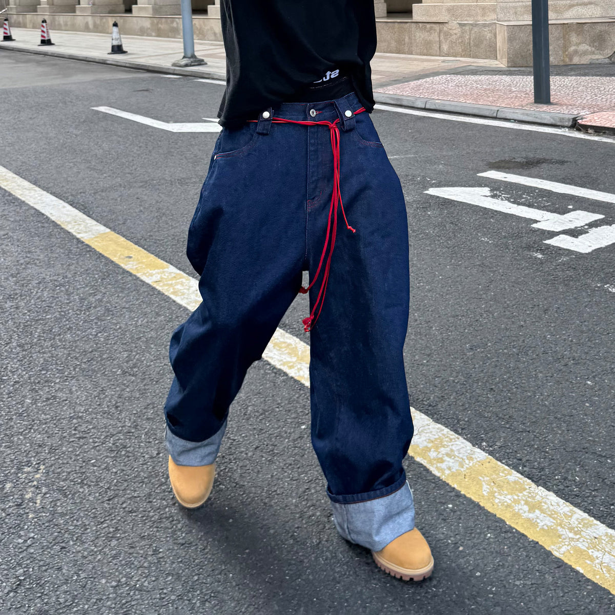 STEEPC Red Selvedge Straight-Leg Jeans