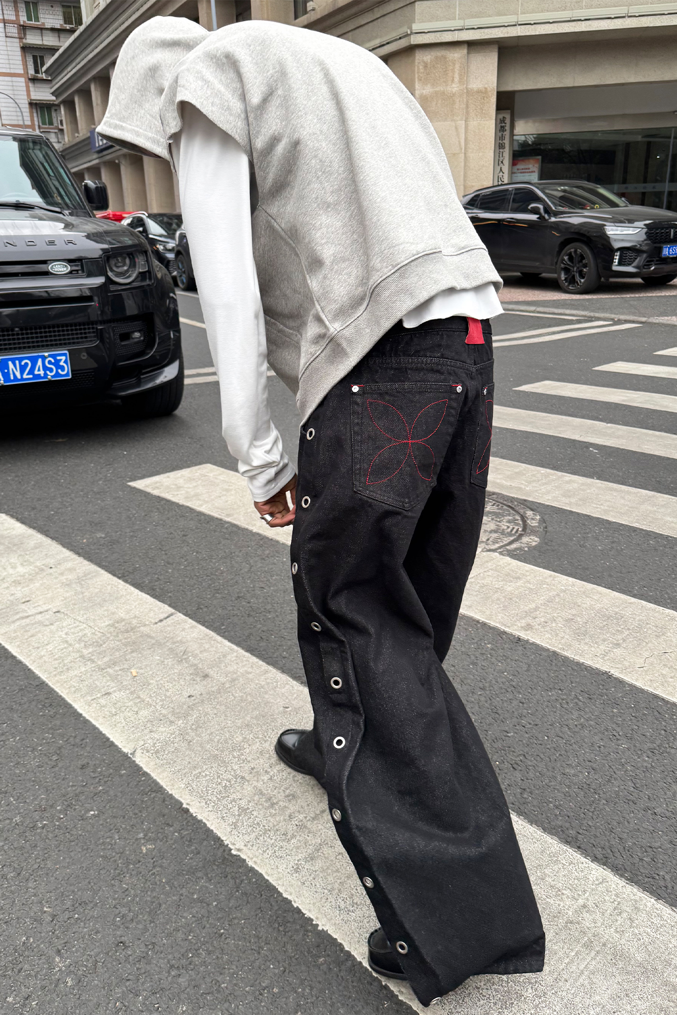 STEEPC Grommet Snap-Fly Flared Raw Jeans, premium urban and streetwear designers apparel on PROJECTISR.com, STEEPC