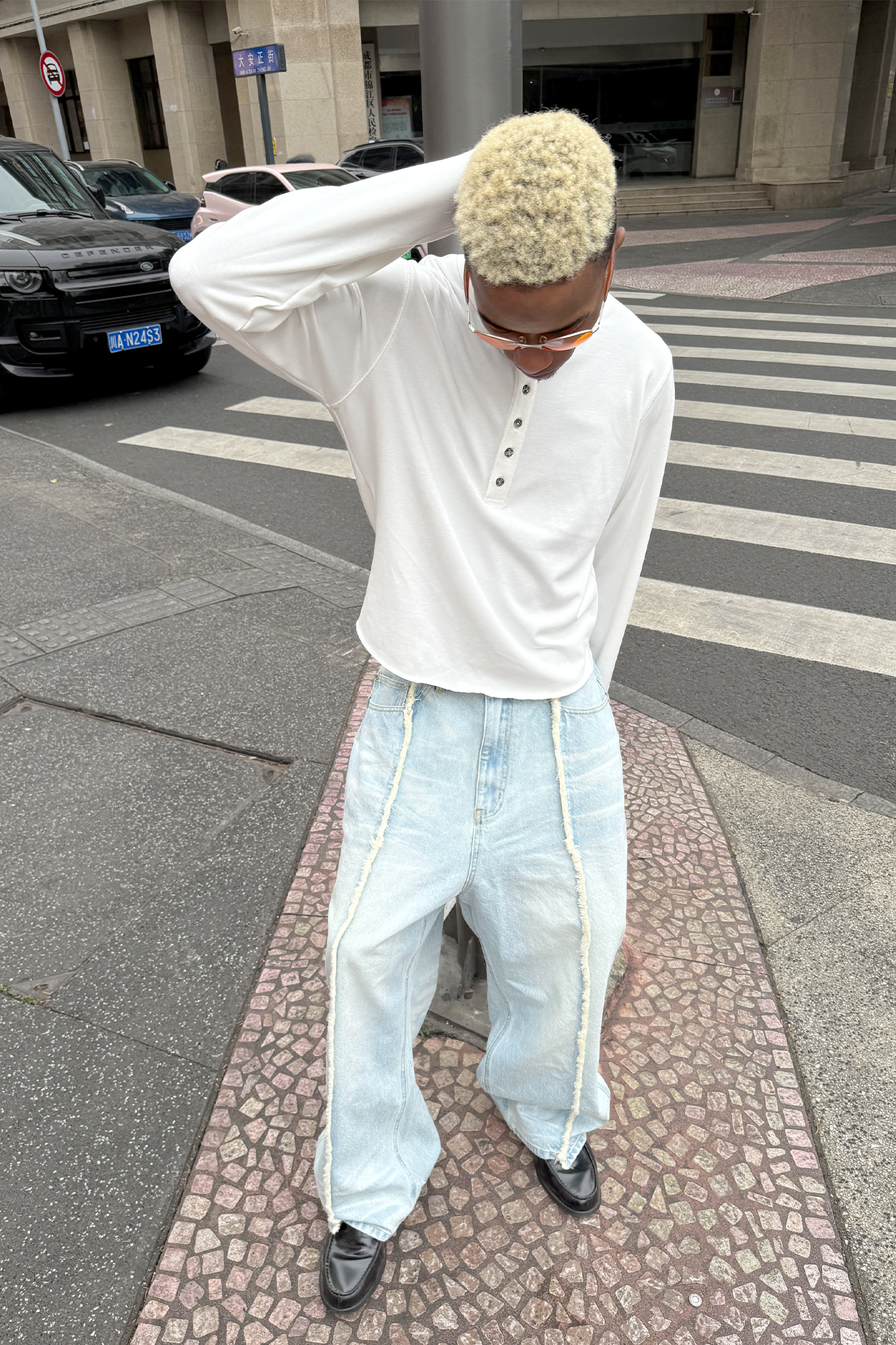 STEEPC Washed Frayed Seam Baggy Jeans, premium urban and streetwear designers apparel on PROJECTISR.com, STEEPC