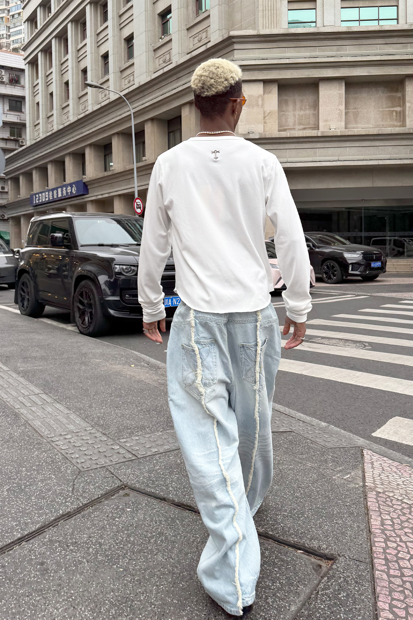 STEEPC Washed Frayed Seam Baggy Jeans, premium urban and streetwear designers apparel on PROJECTISR.com, STEEPC