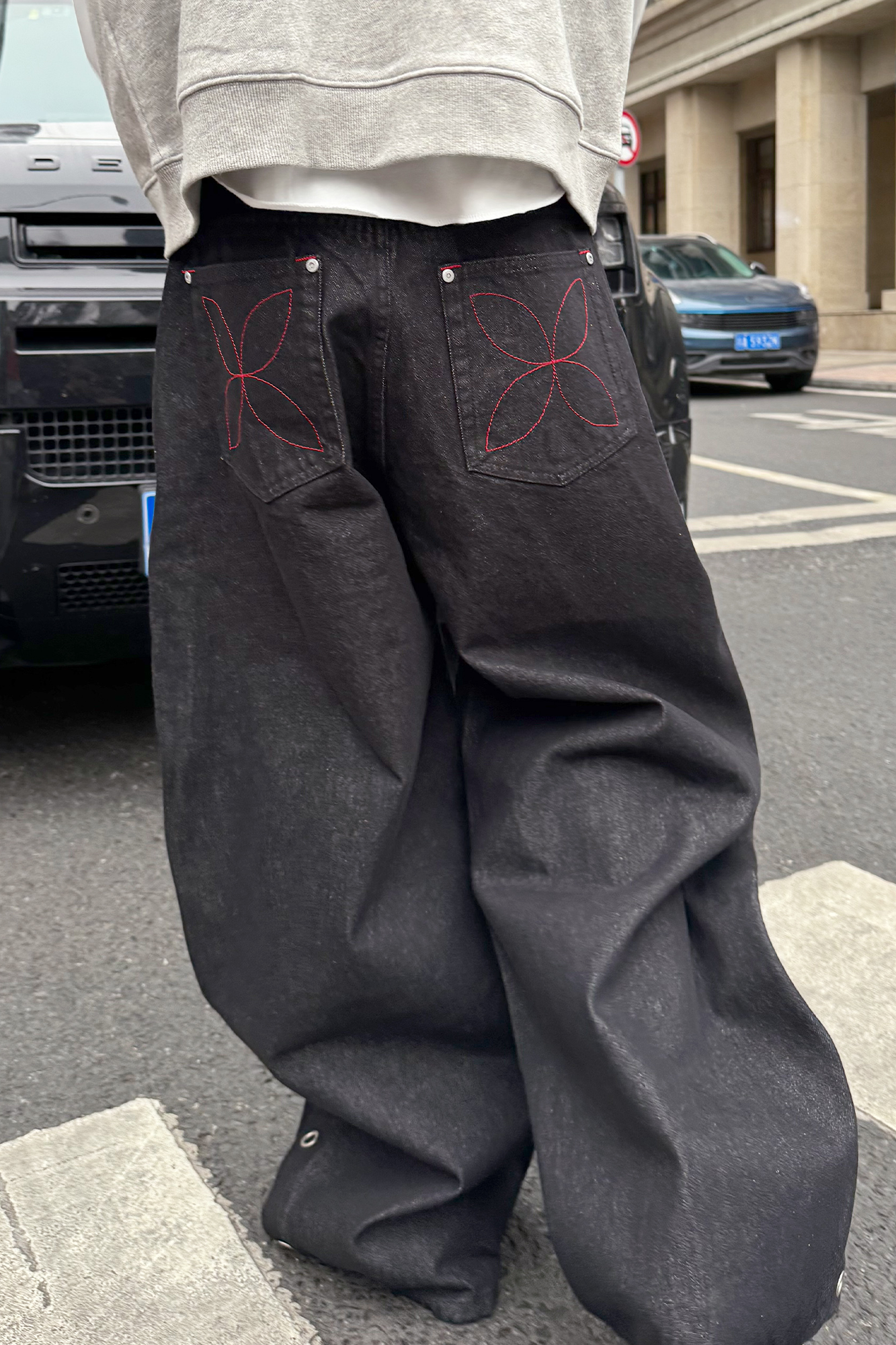 STEEPC Grommet Snap-Fly Flared Raw Jeans, premium urban and streetwear designers apparel on PROJECTISR.com, STEEPC