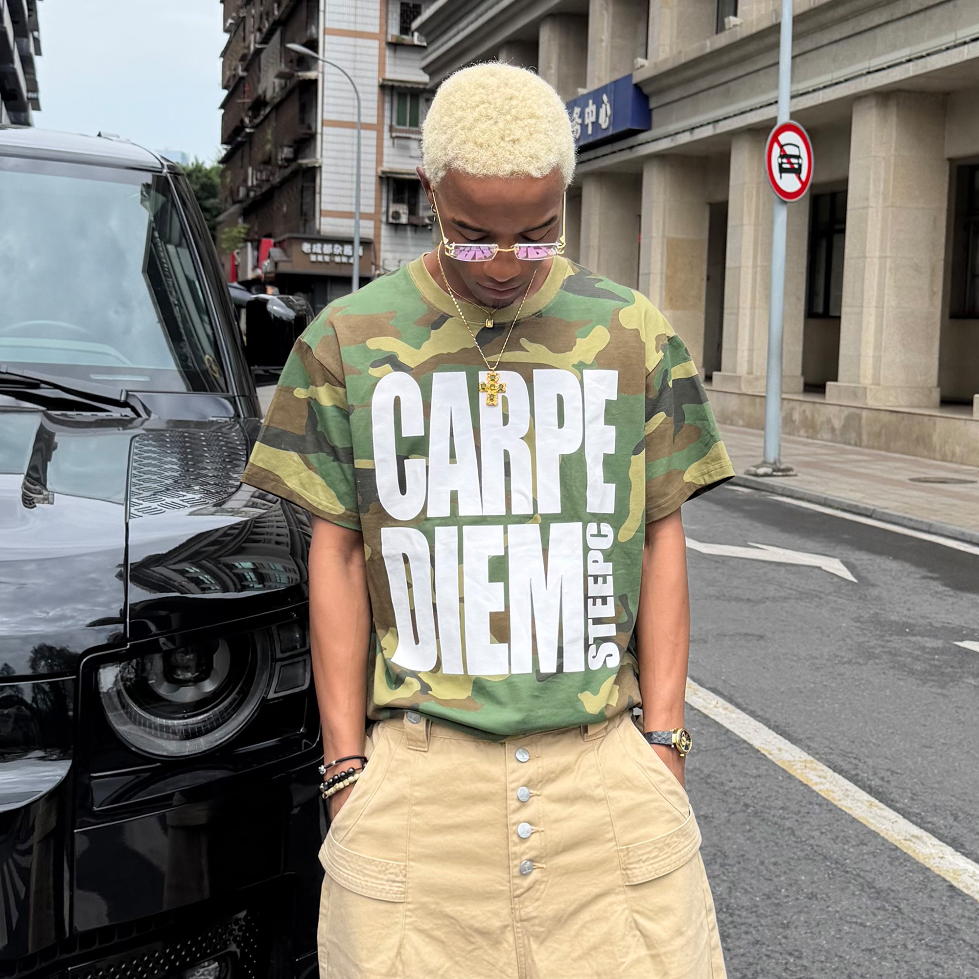 STEEPC Camo Slogan Graphic T-Shirt, premium urban and streetwear designers apparel on PROJECTISR.com, STEEPC