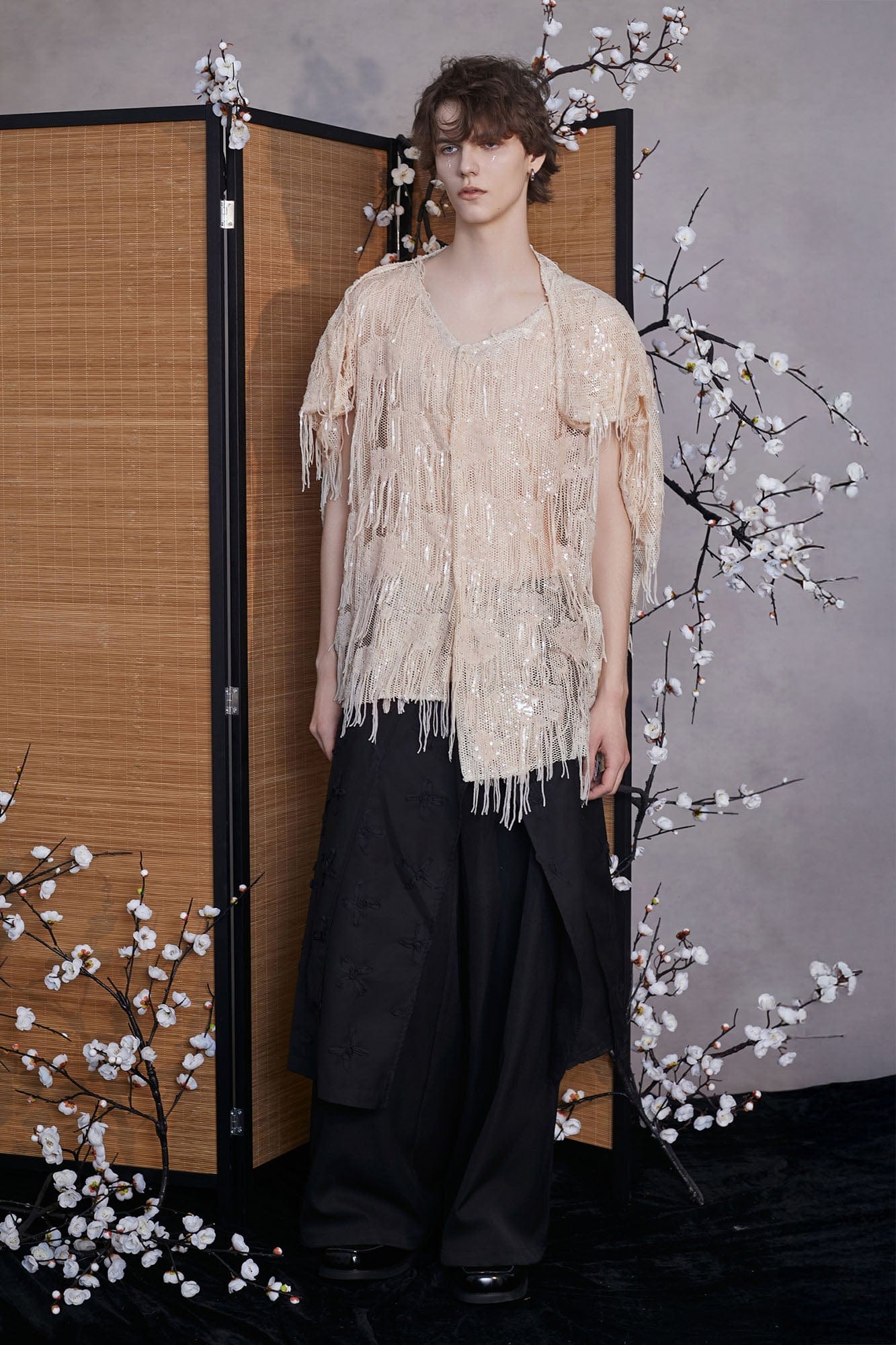 JIECHI Fringed Sequin Embroidered Hooded Poncho, premium urban and streetwear designers apparel on PROJECTISR.com, JIECHI