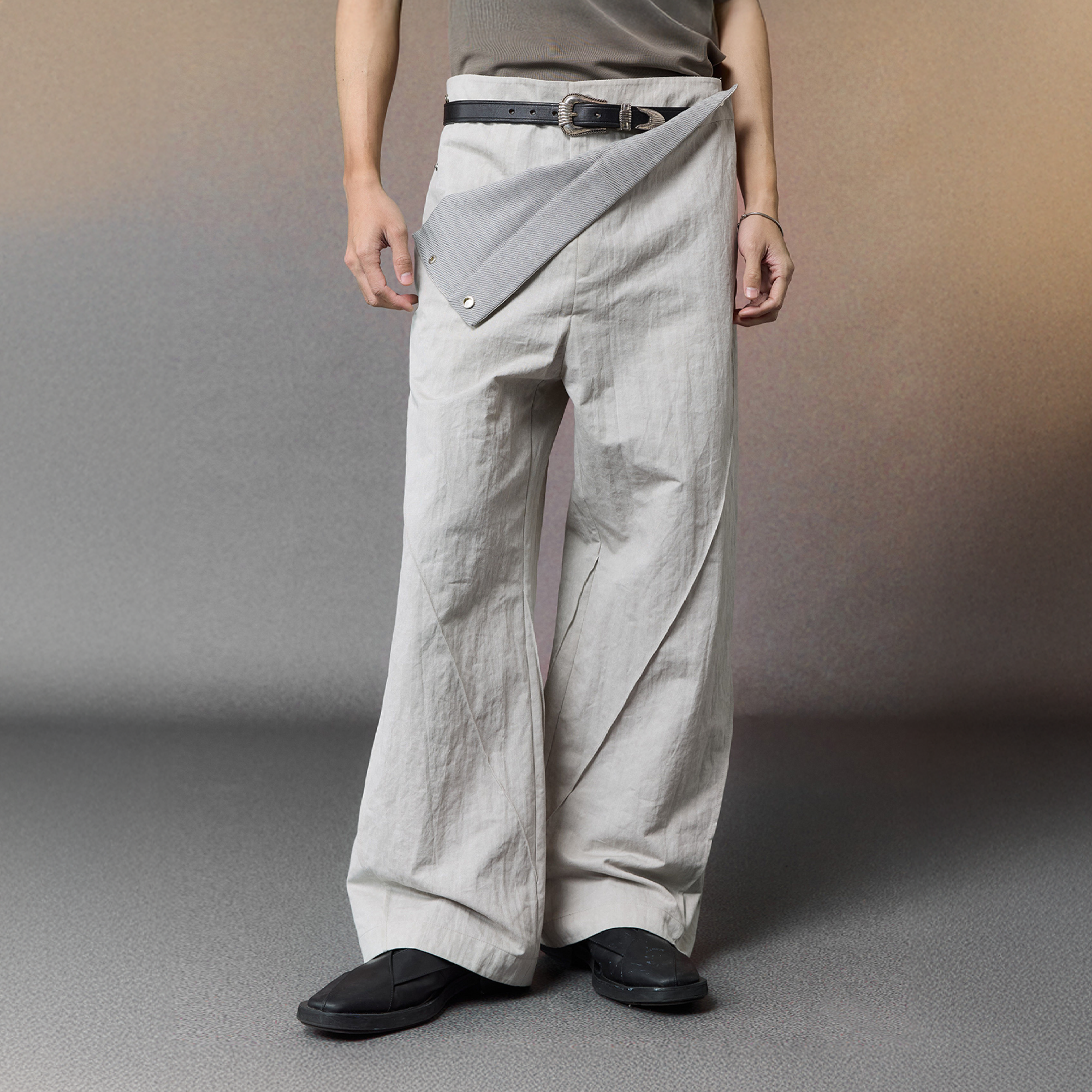 ALVNG AR ANTS Curved-Panel Folded-Waist Trousers