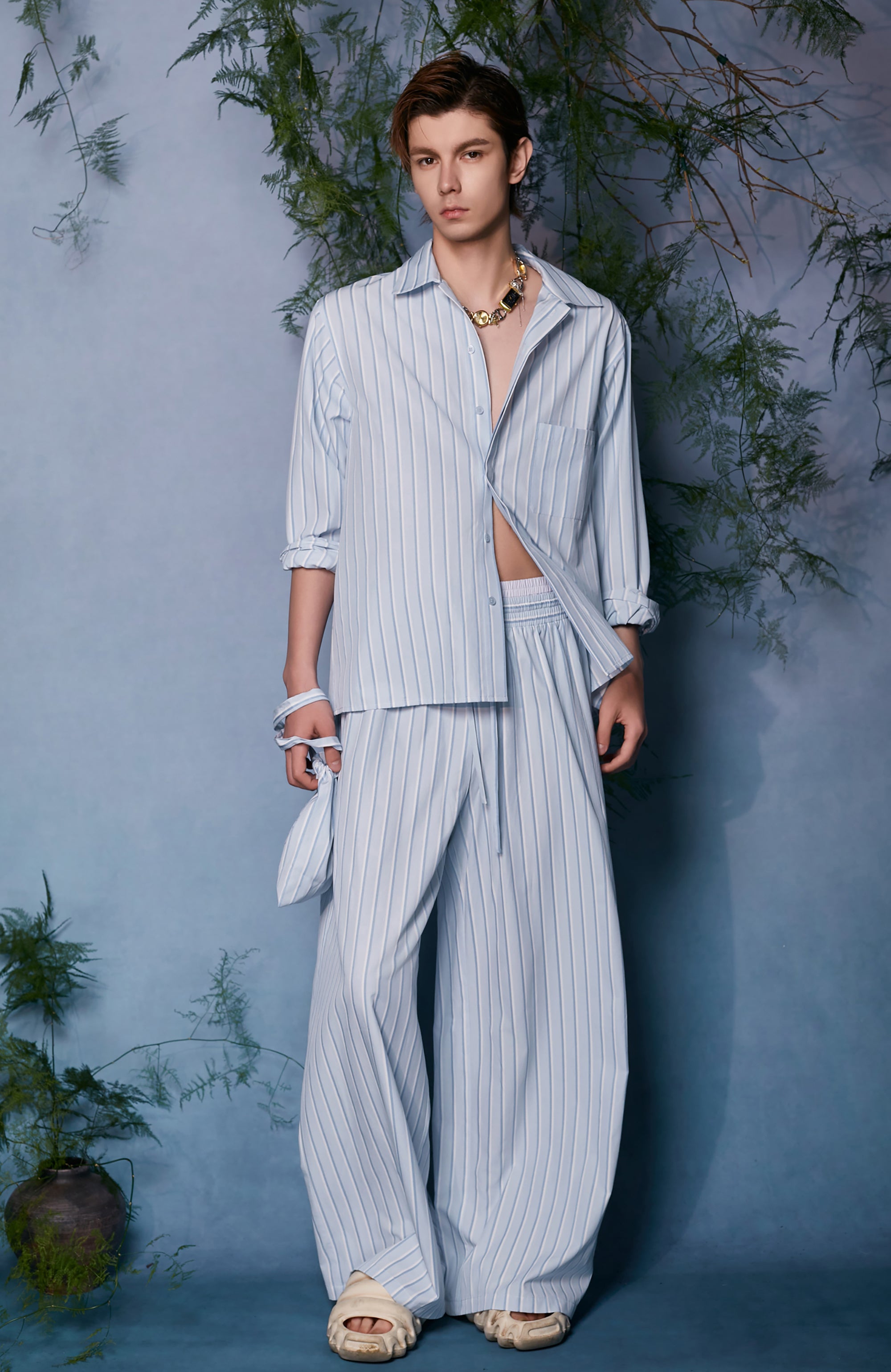 JIECHI Button-Up Striped Shirt, premium urban and streetwear designers apparel on PROJECTISR.com, JIECHI