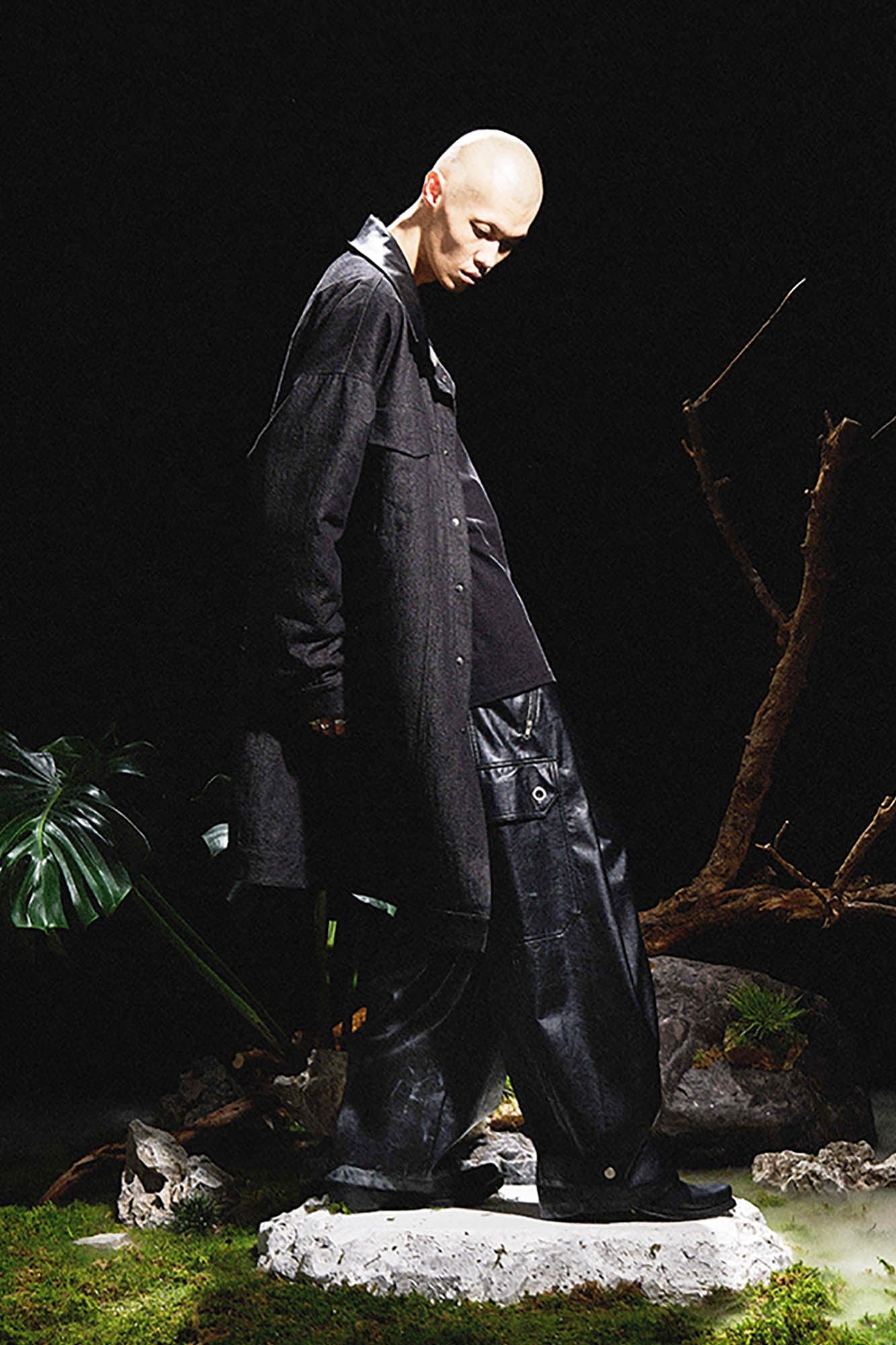 RELABEL Multi-Pocket Pleated Faux Leather Wide-Leg Pants, premium urban and streetwear designers apparel on PROJECTISR.com, RELABEL
