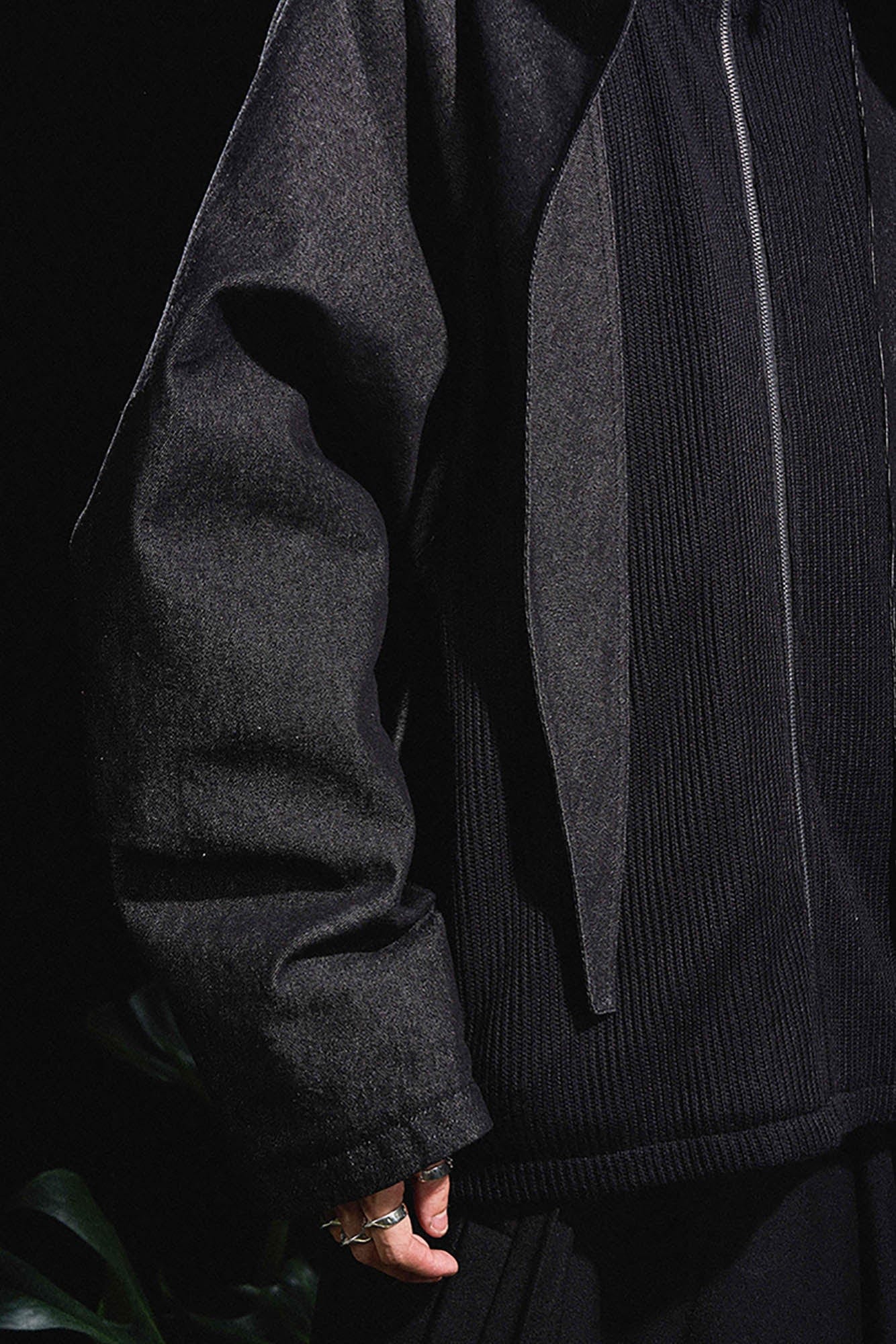 RELABEL Mask-Hood Spliced Denim Paneled Jacket, premium urban and streetwear designers apparel on PROJECTISR.com, RELABEL