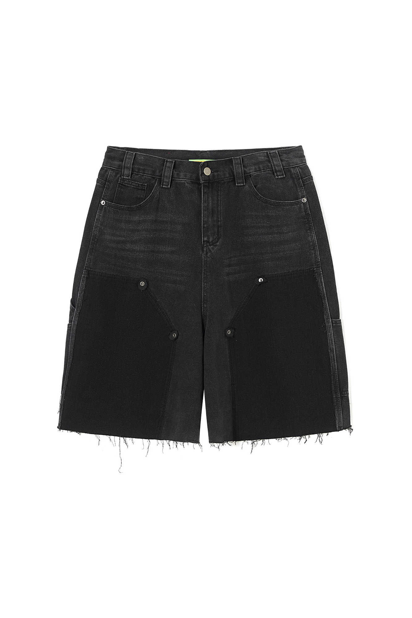 CLP Retro Washed Raw Edge Paneled Shorts