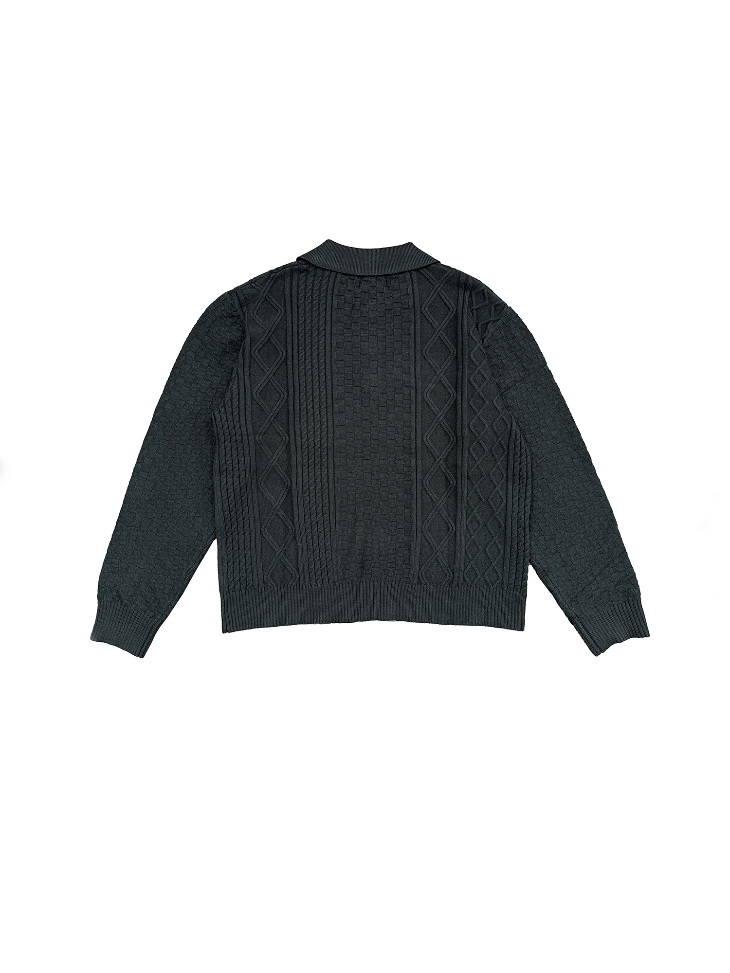 RICHILL Classic Mental-Button Cable Polo Sweater