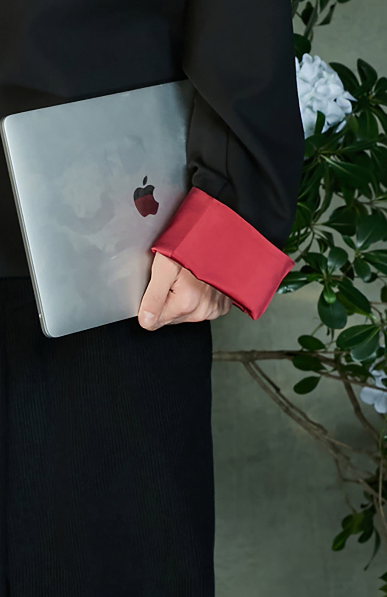 JIECHI Diamond Embellished Contrast Cuffs Mandarin Blazer