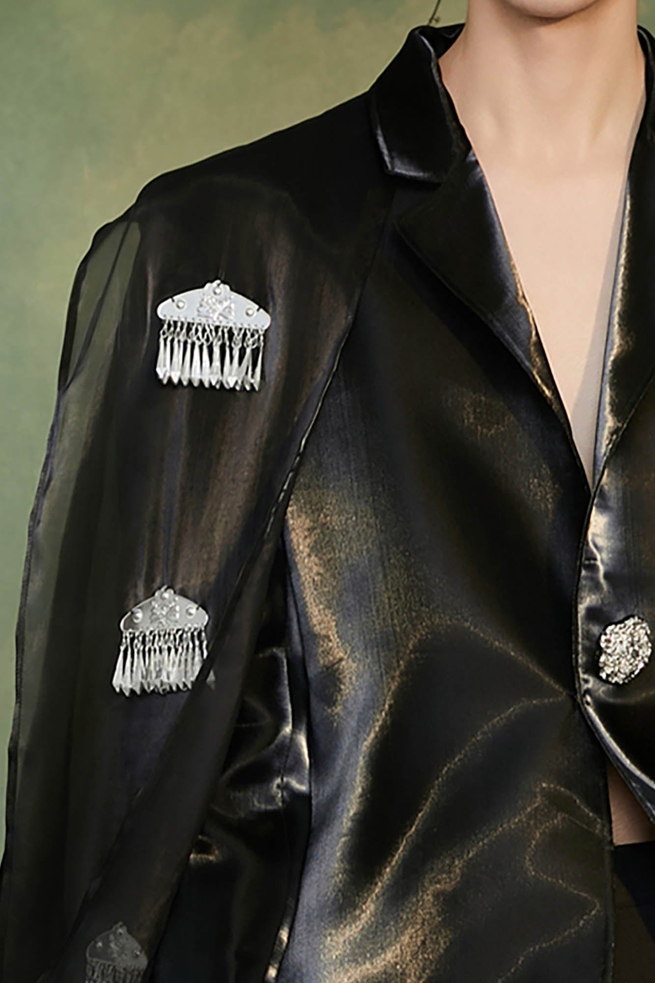 JIECHI Sheer Tassel Layered Tribal Blazer, premium urban and streetwear designers apparel on PROJECTISR.com, JIECHI