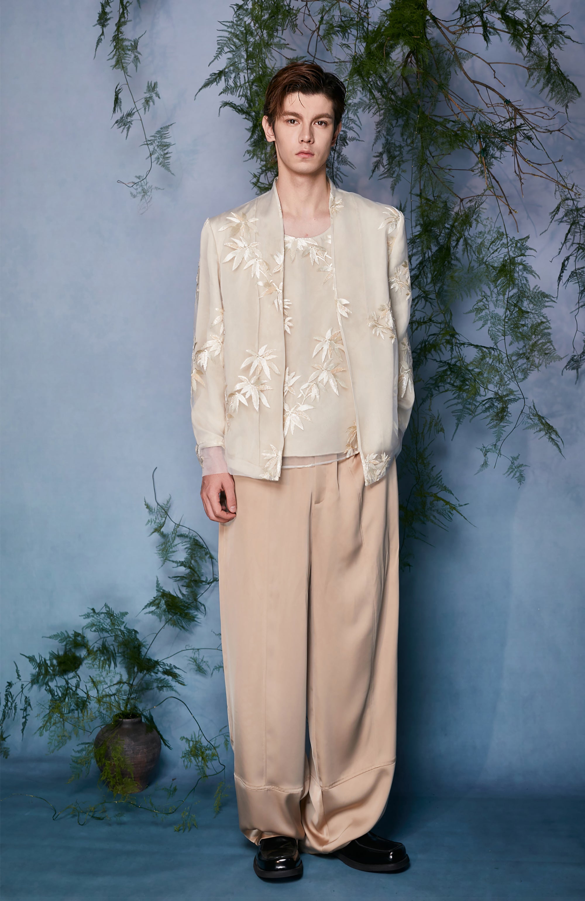JIECHI Draped Satin Wide-Leg Trousers, premium urban and streetwear designers apparel on PROJECTISR.com, JIECHI