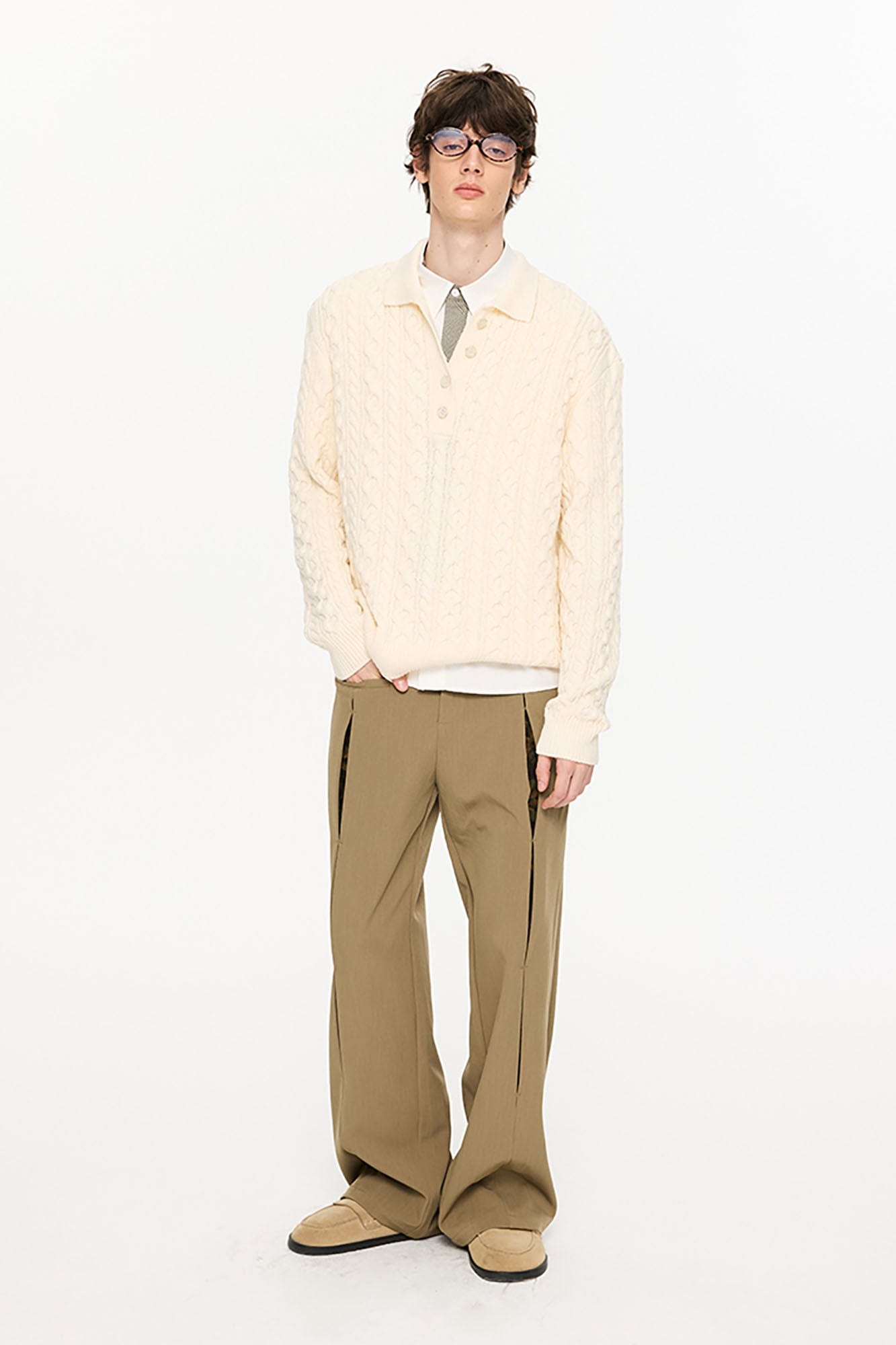 KREATE Cable Knit Polo Sweater, premium urban and streetwear designers apparel on PROJECTISR.com, KREATE