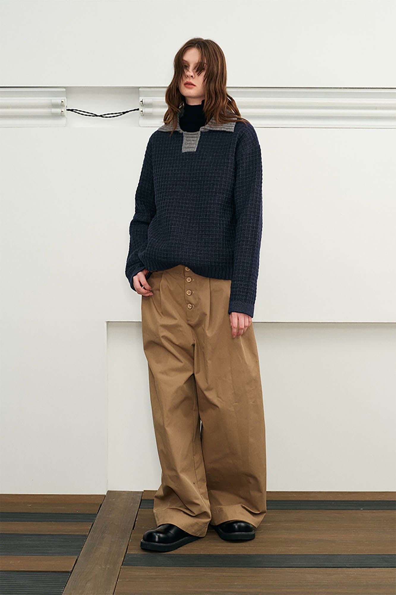 KREATE Waffle Knit Polo Sweater, premium urban and streetwear designers apparel on PROJECTISR.com, KREATE