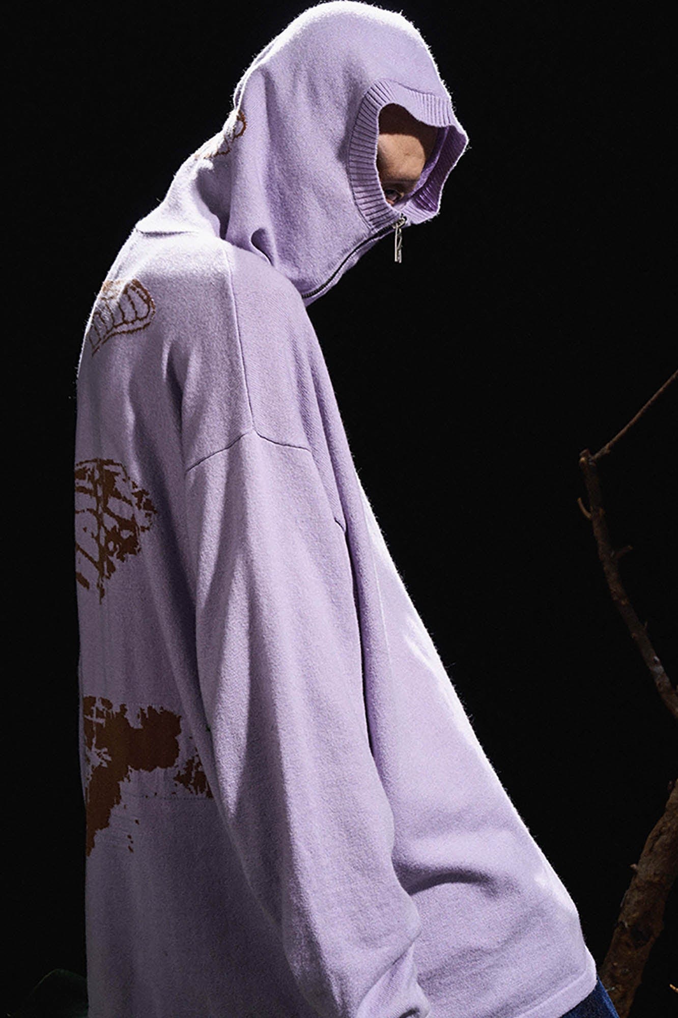 RELABEL Butterfly Zip-Up Mask Wool-Blended Hoodie, premium urban and streetwear designers apparel on PROJECTISR.com, RELABEL