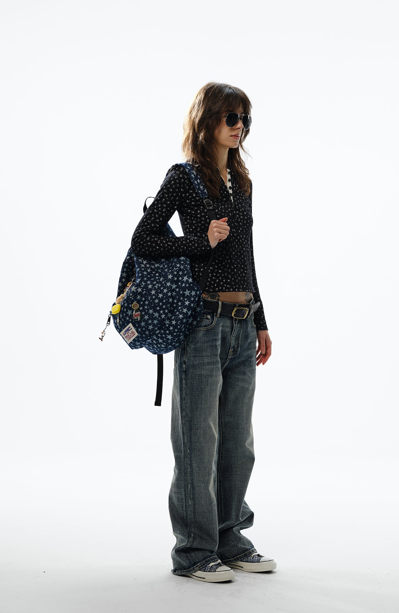 TRECLUB Multi-Eyelet Star Graphic Campus Backpack