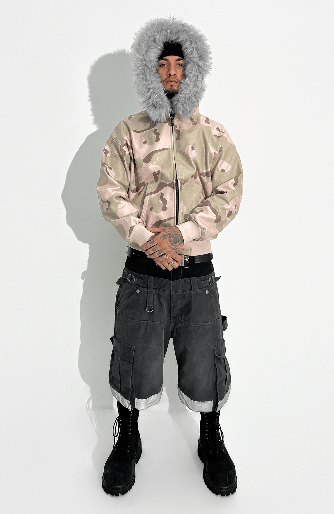 TECNINEGROUP Detachable Reflective Firefighter Cargo Pants Gray