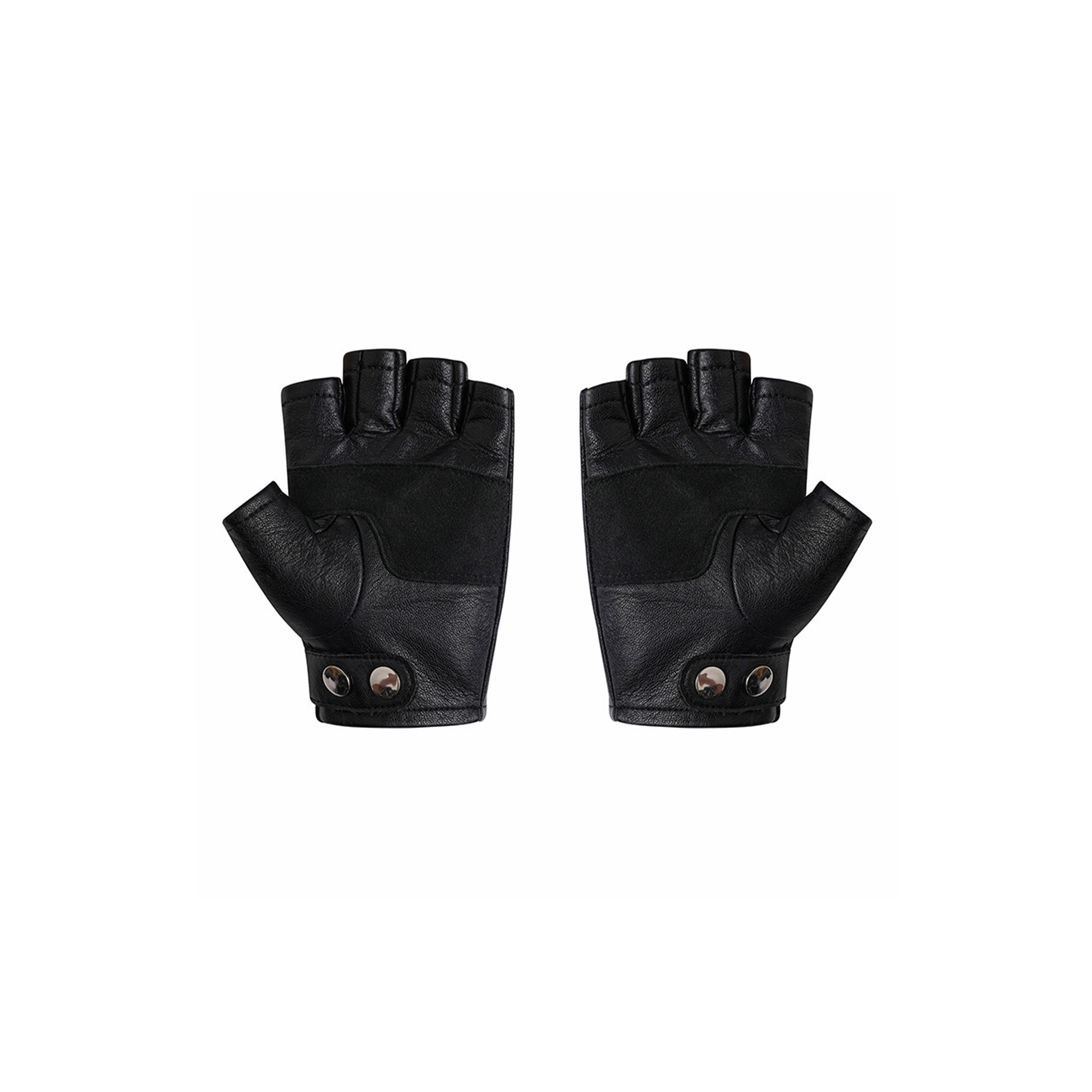 REBEL WAVE Cross Studded Fingerless Leather Gloves