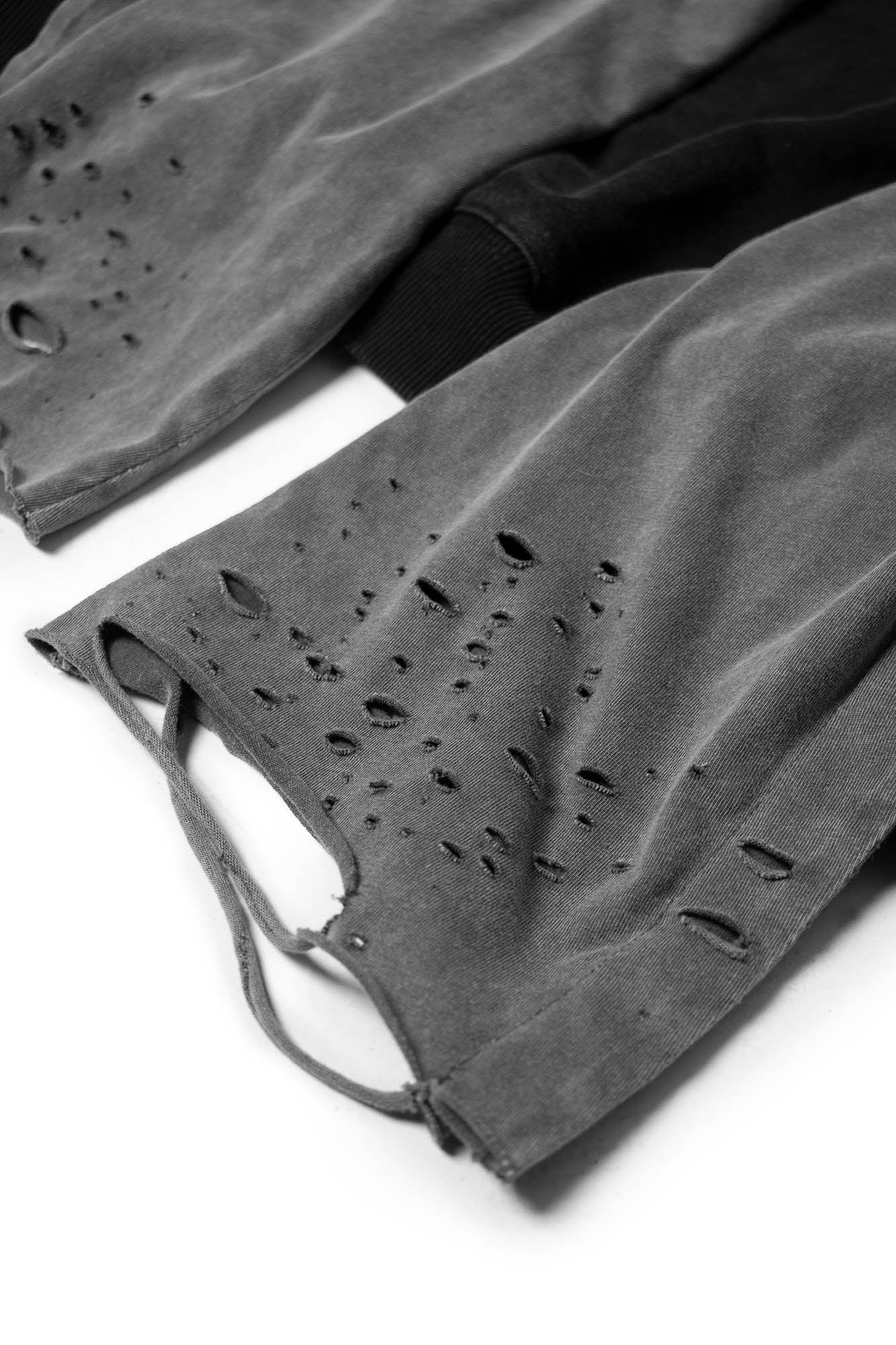 RELABEL Detachable-Hood Distressed Ripped Sweatshirt, premium urban and streetwear designers apparel on PROJECTISR.com, RELABEL