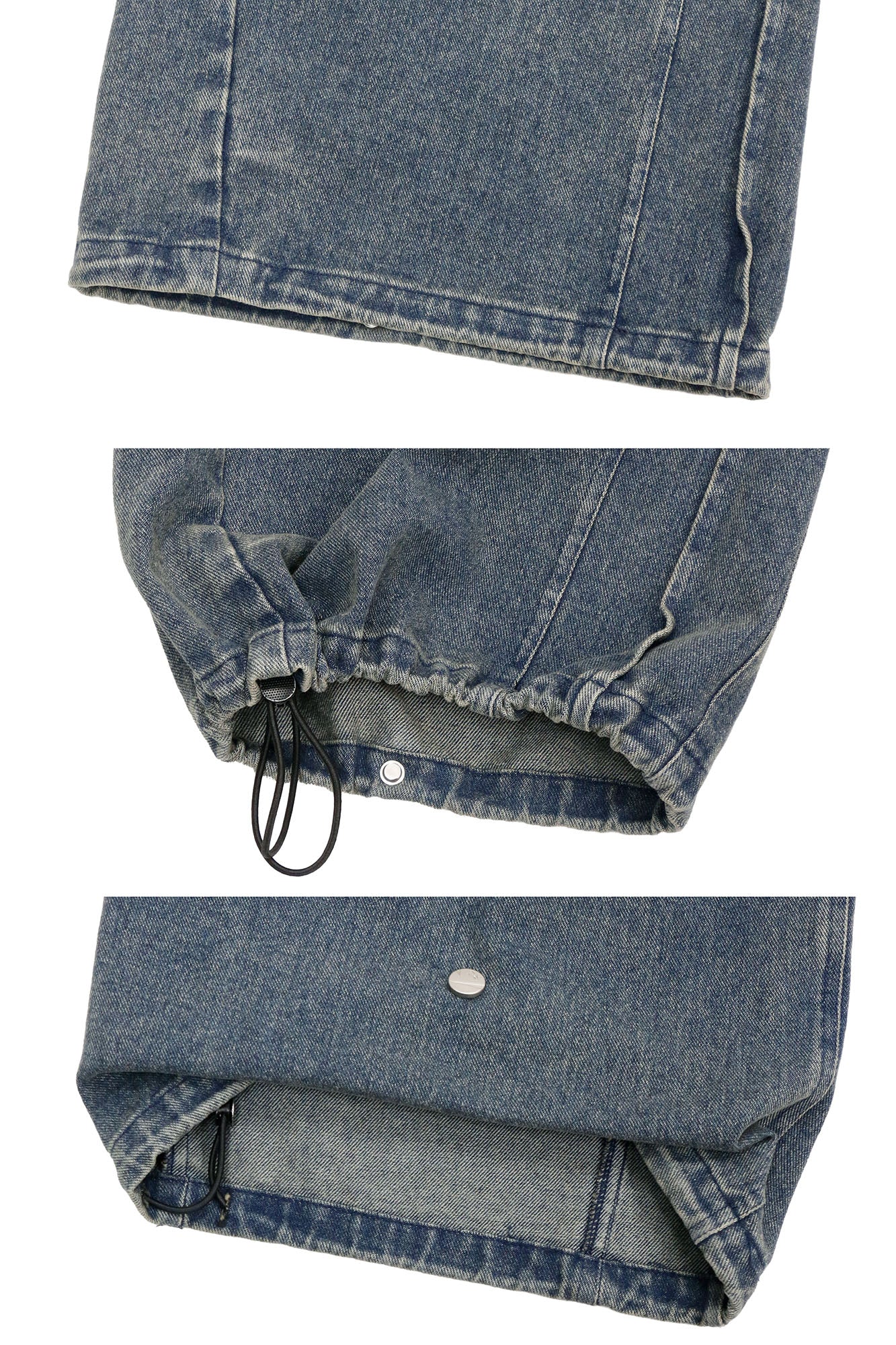 RELABEL Washed Studded Panel Oversized Jeans Blue, premium urban and streetwear designers apparel on PROJECTISR.com, RELABEL