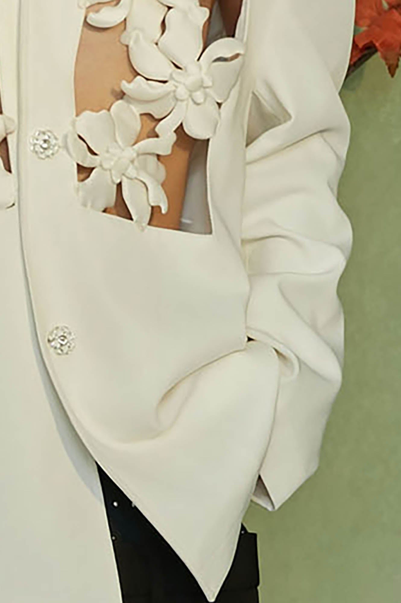 JIECHI White Lily Cut-Out Blazer, premium urban and streetwear designers apparel on PROJECTISR.com, JIECHI