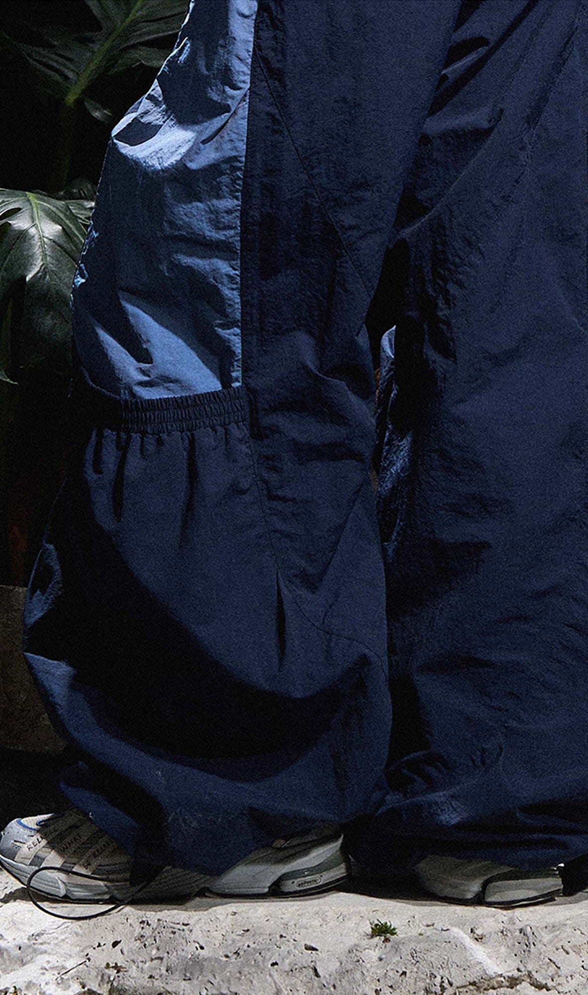 RELABEL Big-Pocket Pleated Oversized Curved Pants Blue, premium urban and streetwear designers apparel on PROJECTISR.com, RELABEL
