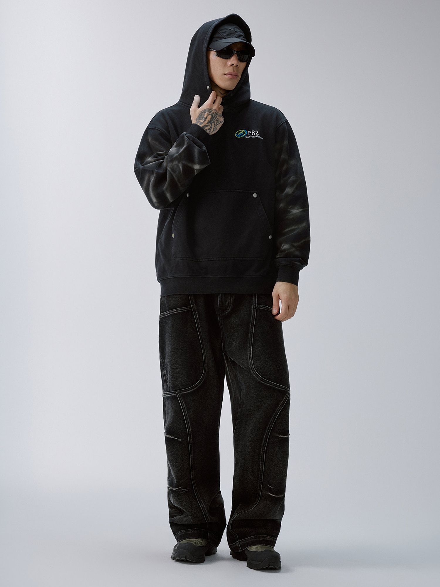 F2CE Washed Deconstructed Oversized Denim Cargo Pants