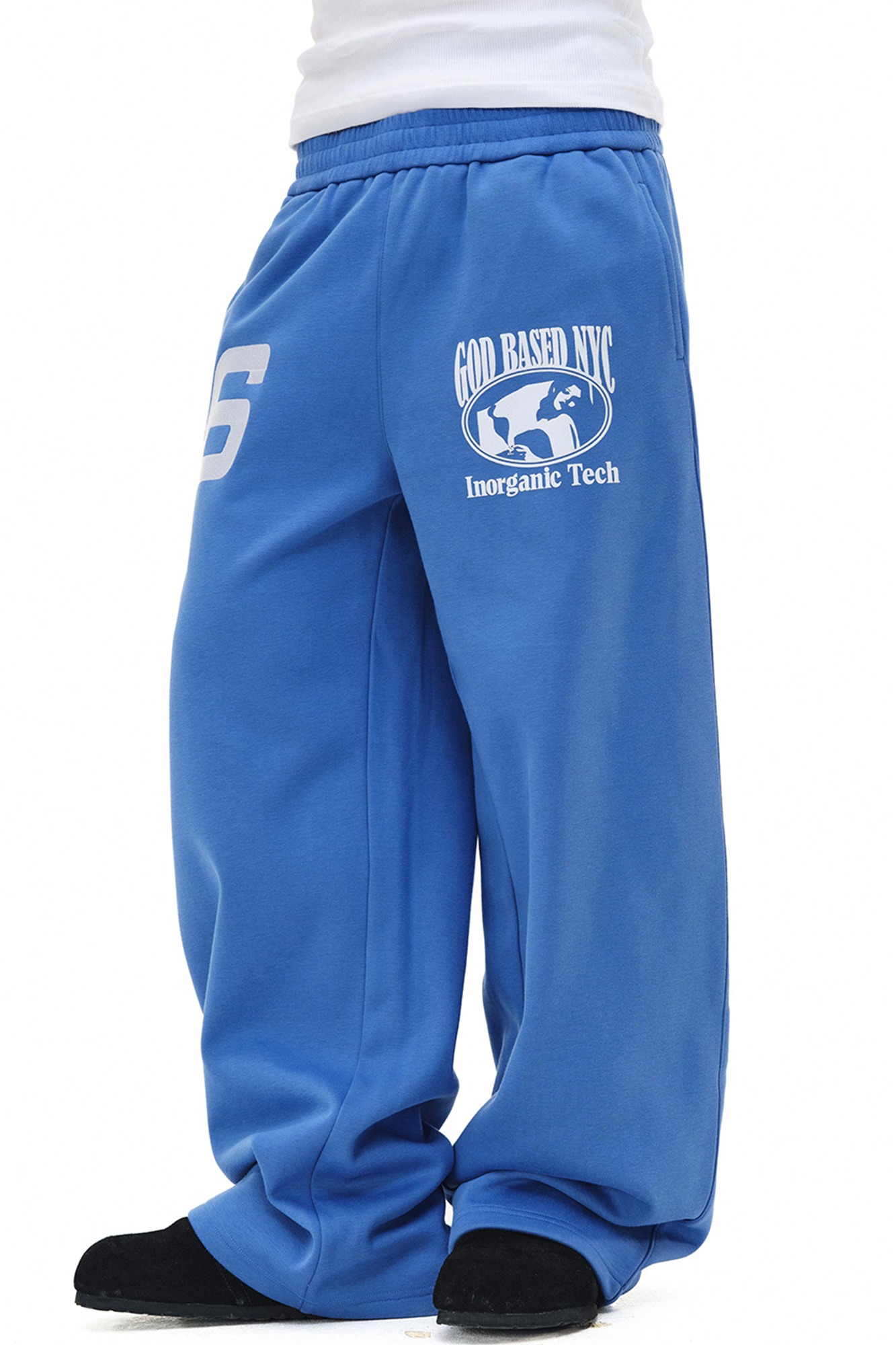 NOVACAM Embroidered Flocked Graphic Wide-Leg Sweatpants