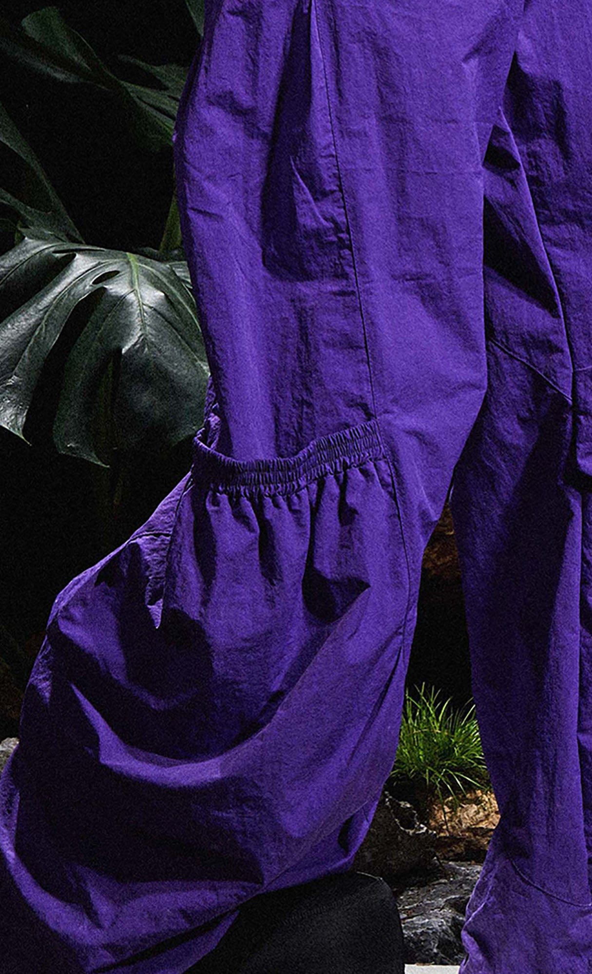 RELABEL Big-Pocket Pleated Oversized Curved Pants Purple, premium urban and streetwear designers apparel on PROJECTISR.com, RELABEL
