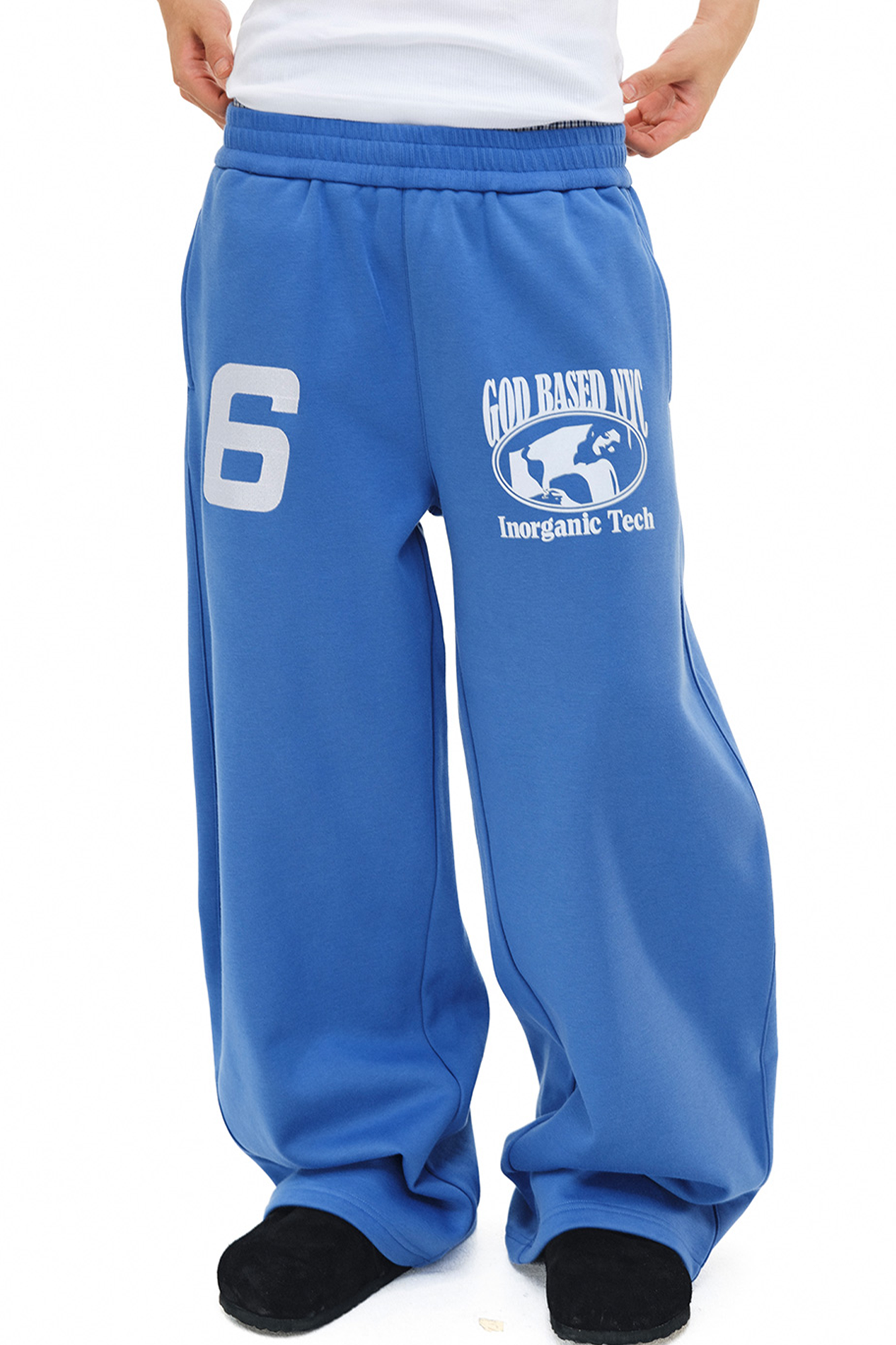 NOVACAM Embroidered Flocked Graphic Wide-Leg Sweatpants