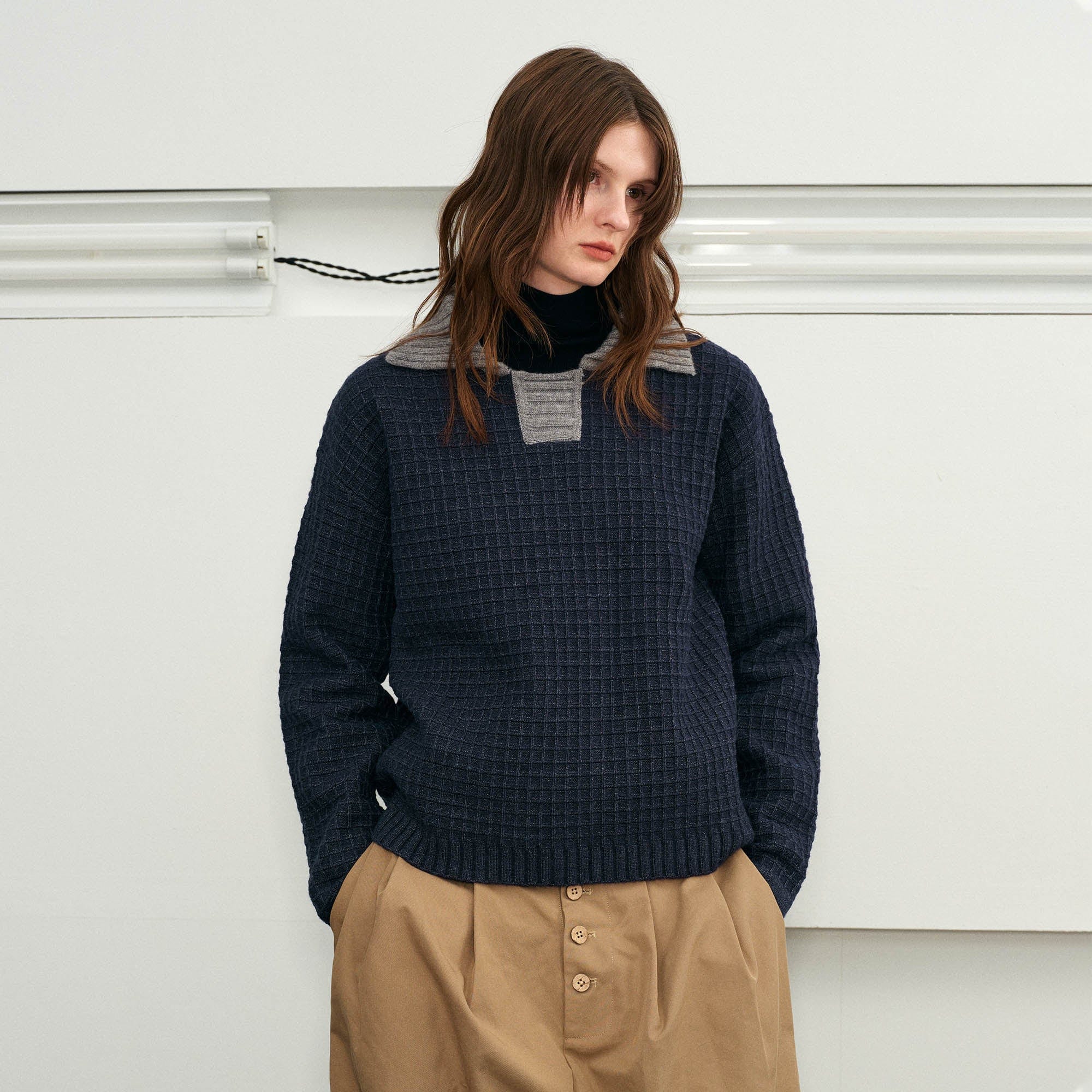 KREATE Waffle Knit Polo Sweater, premium urban and streetwear designers apparel on PROJECTISR.com, KREATE