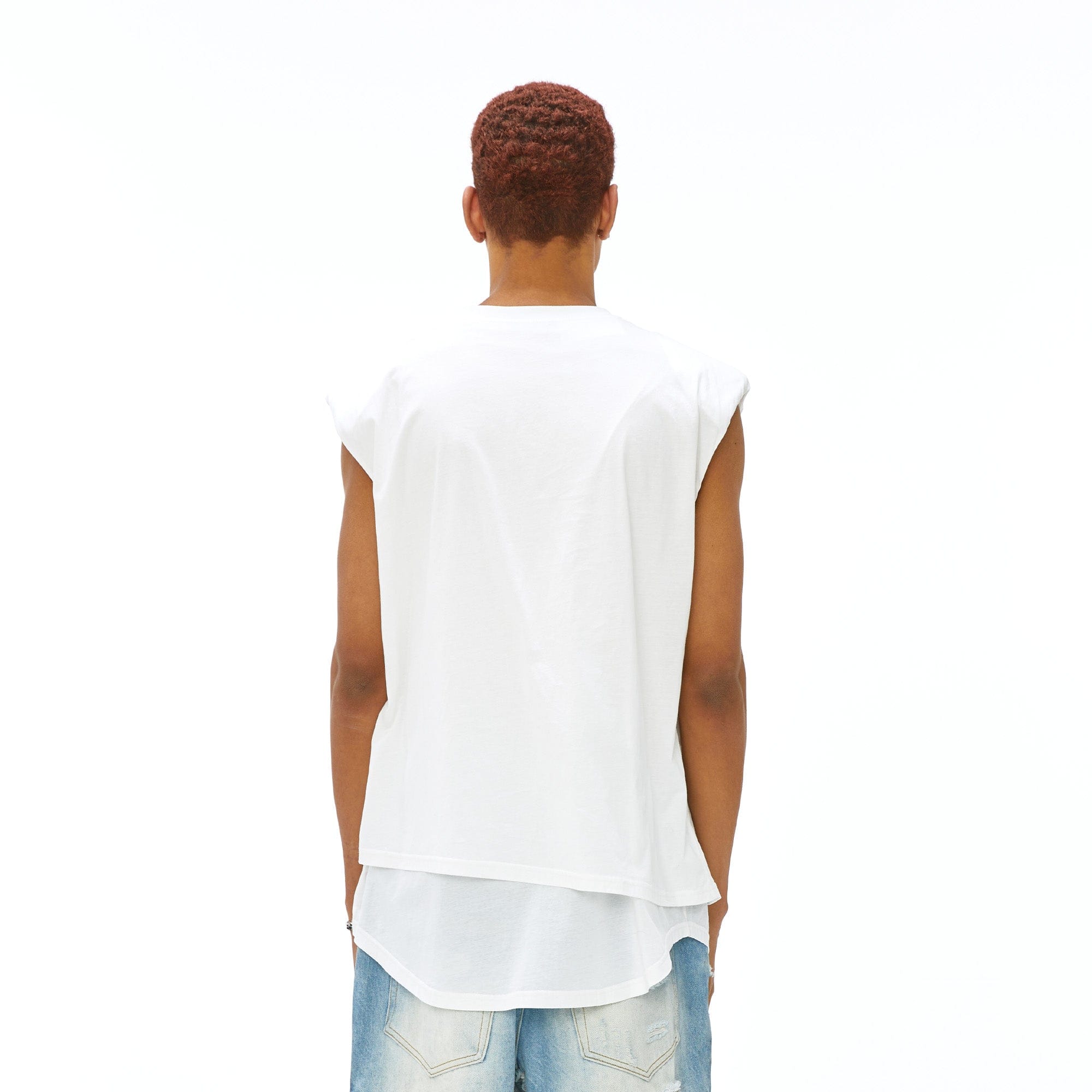 VANN VALRENCE Statement Padded Cotton Sleeveless Tee