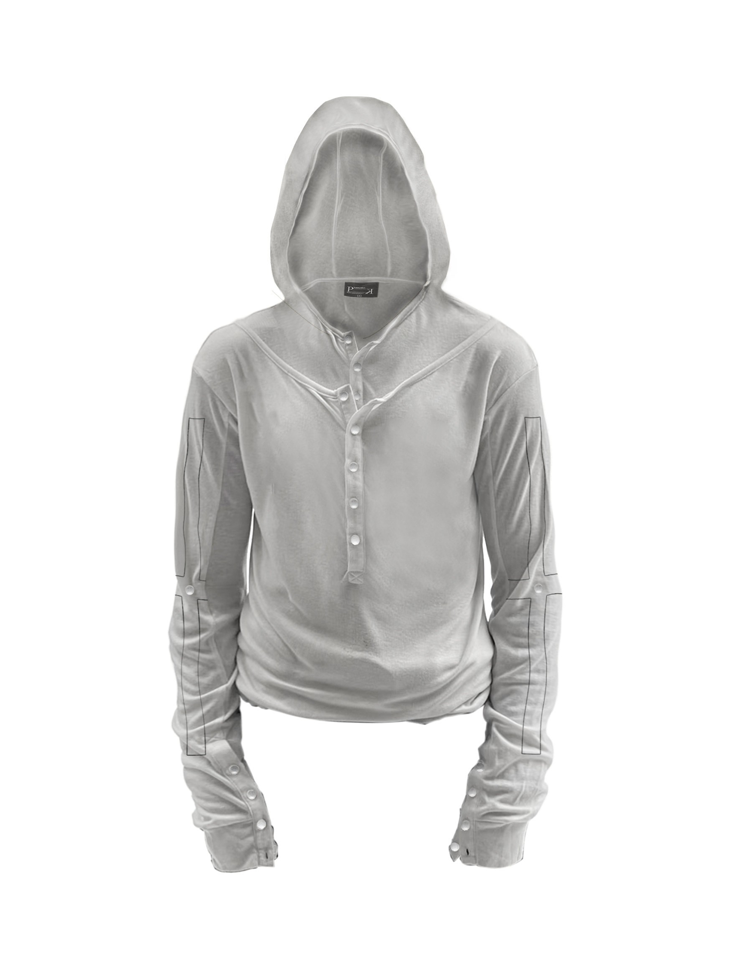 PAIKI Cross Layered Slim Hooded Long Sleeve Tee