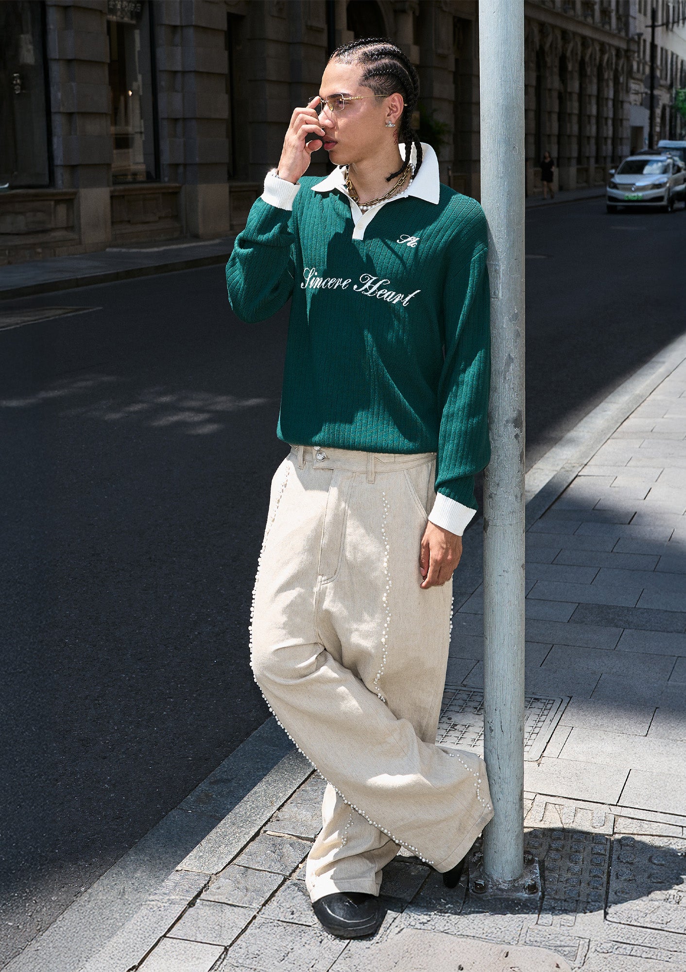 STEEPC Contrast Collar Polo Sweater, premium urban and streetwear designers apparel on PROJECTISR.com, STEEPC