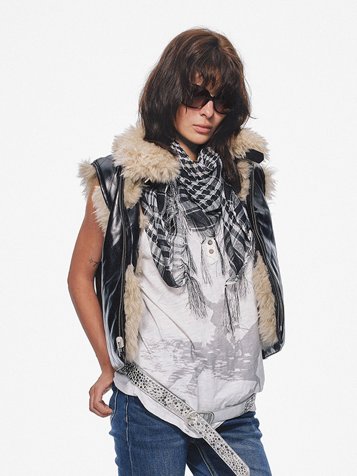 TRECLUB Plaid Frayed Balaclava Scarf, premium urban and streetwear designers apparel on PROJECTISR.com, TRECLUB