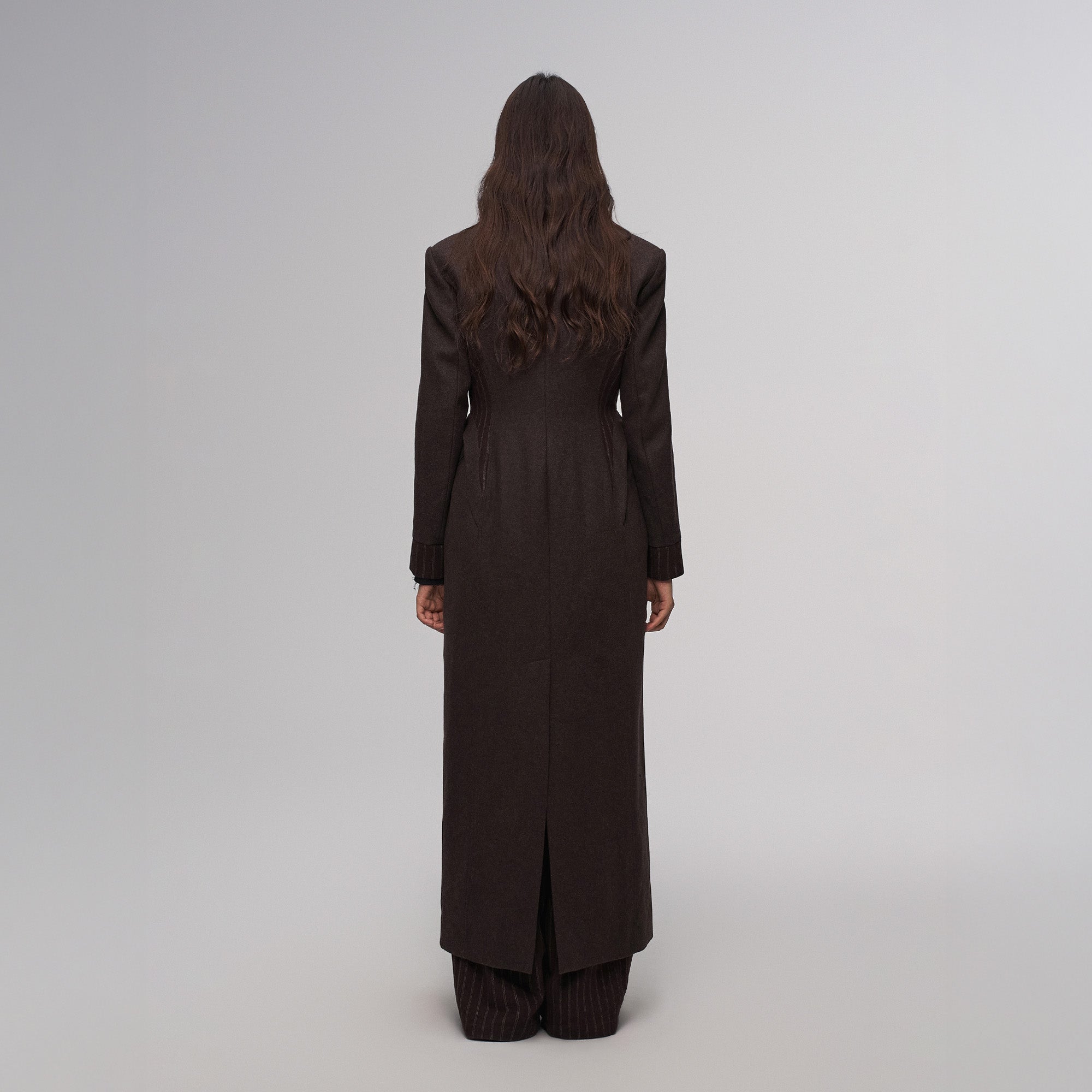 ILNya Nieternite Nifutur Tailored Stripe Paneled Wool-Blend Coat