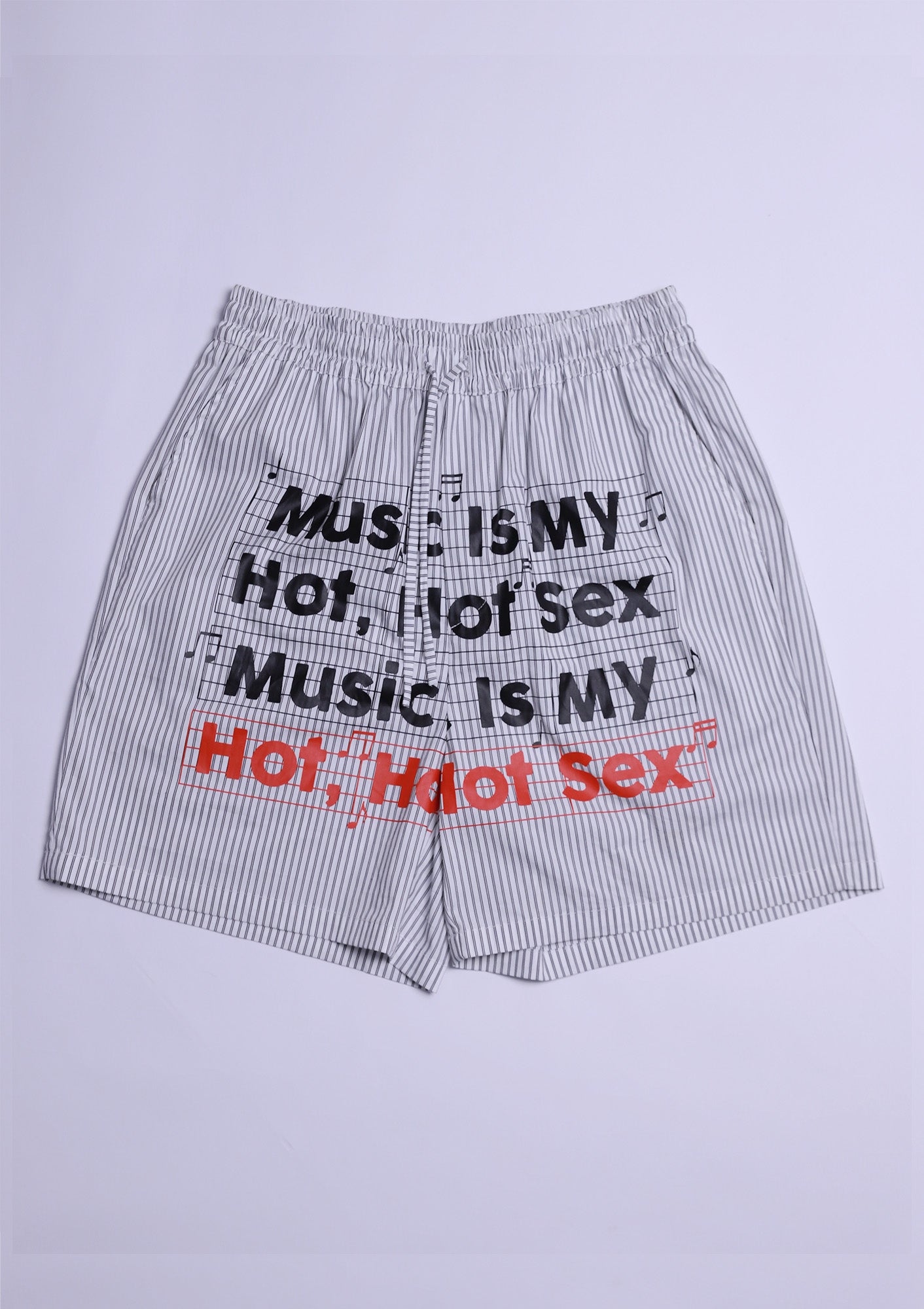 KADAKADA Stripe Slogan Graphic Lounge Shorts, premium urban and streetwear designers apparel on PROJECTISR.com, KADAKADA